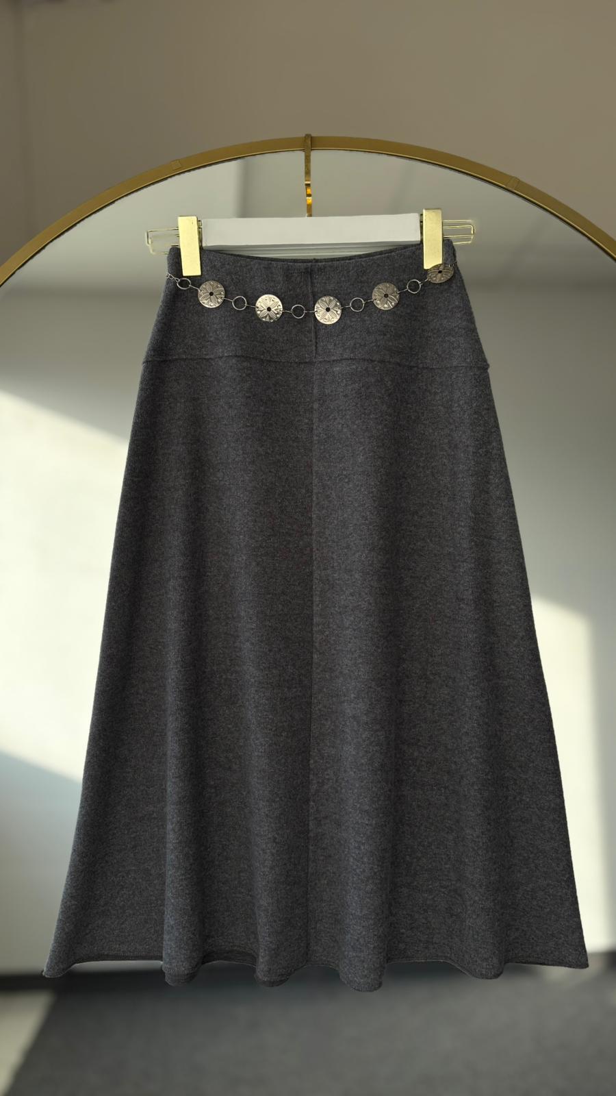 Selanik triko etek KOYU GRİ