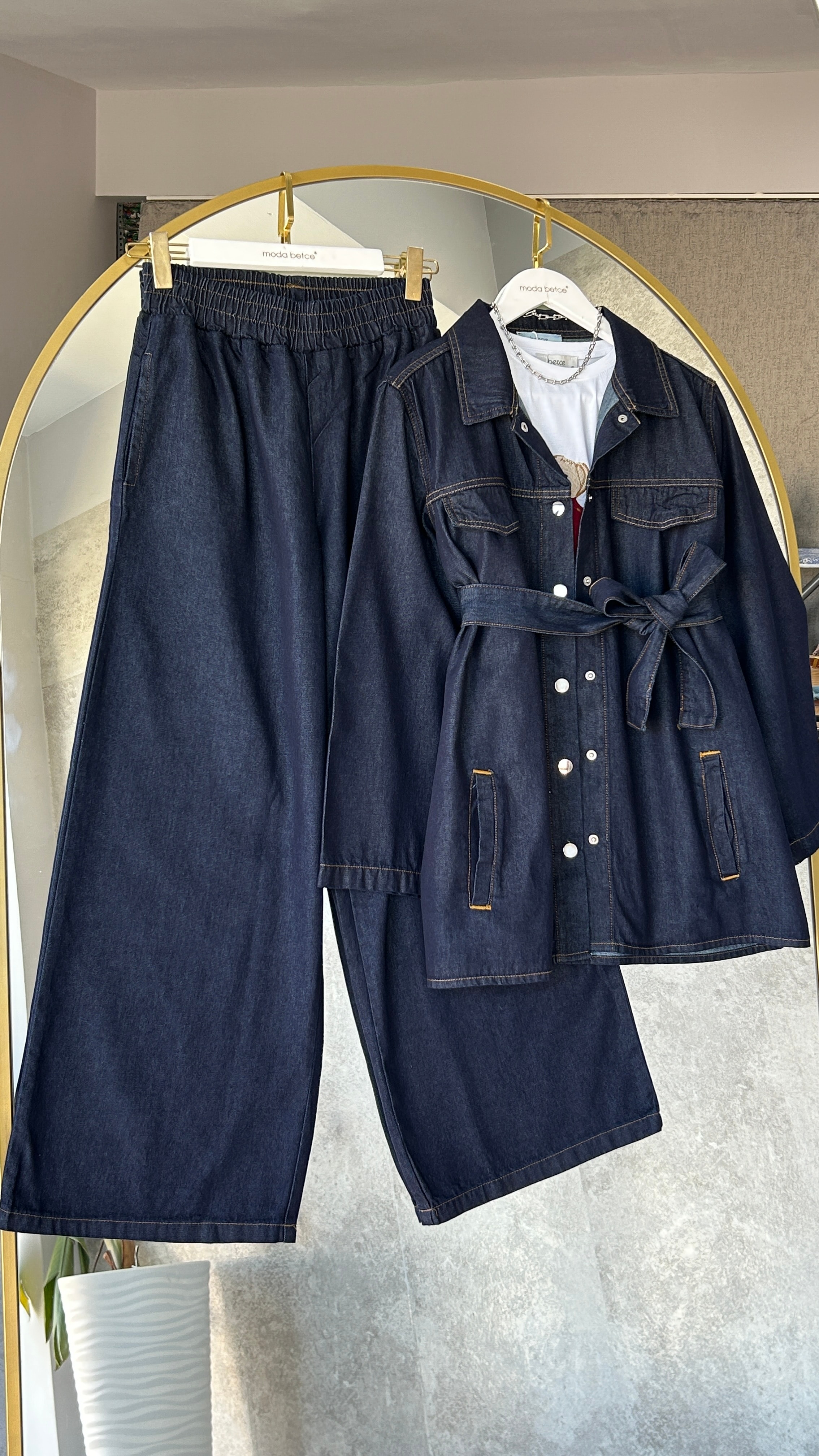 Denim takım bağcıklı