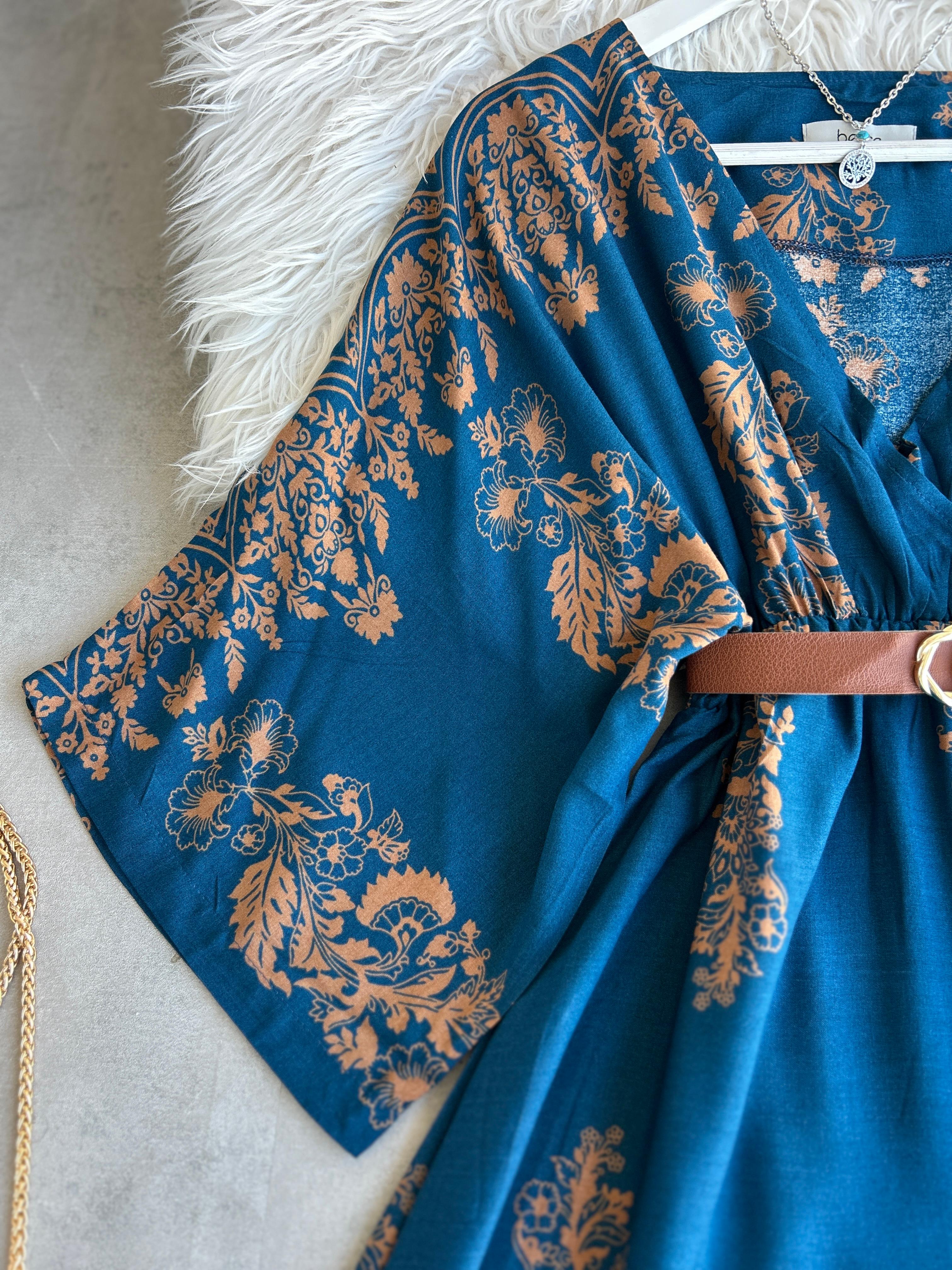 Yeni vintage Elbise Camelli Mavi