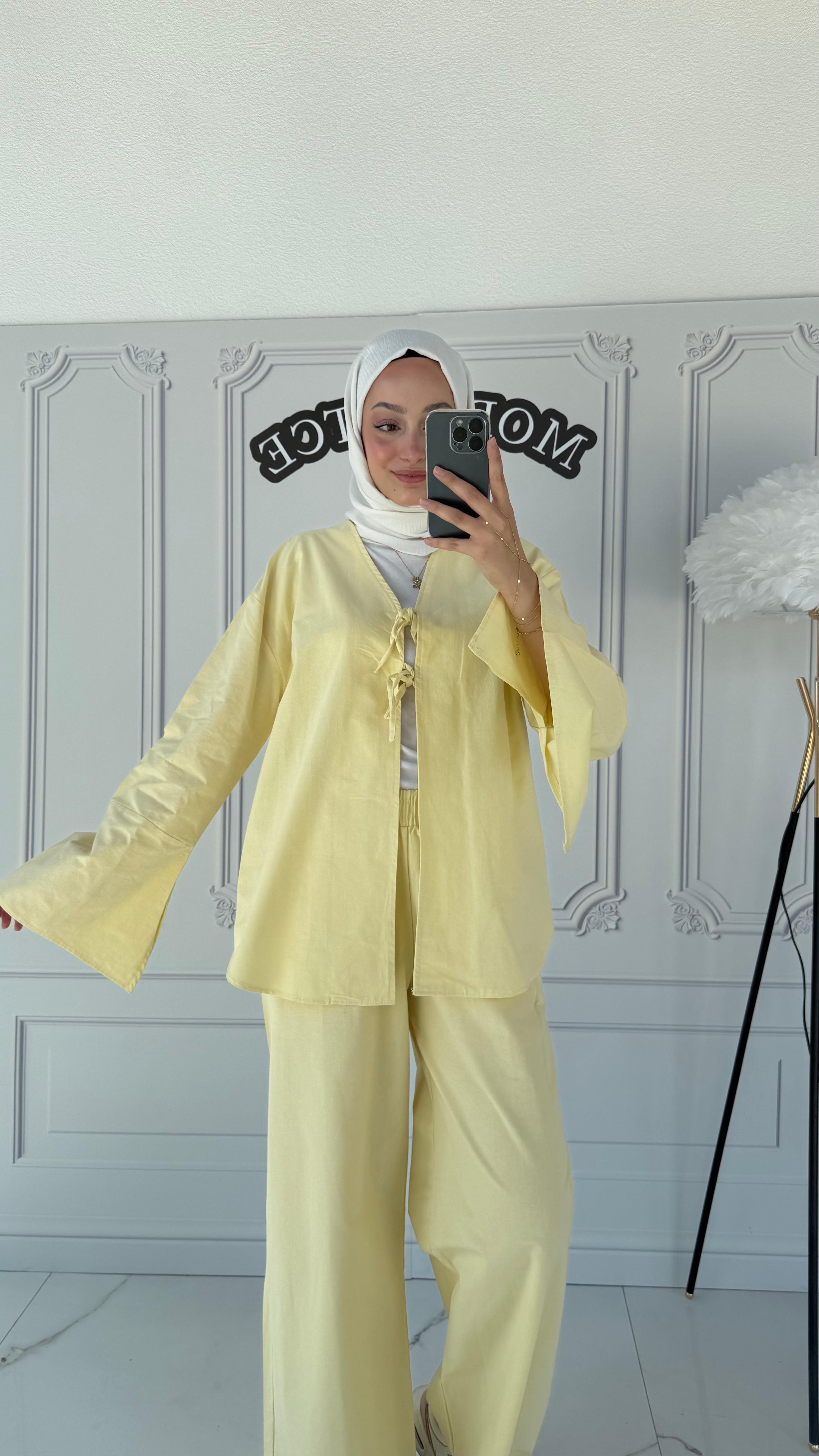 Almera Keten Bağlamalı Takım Sarı