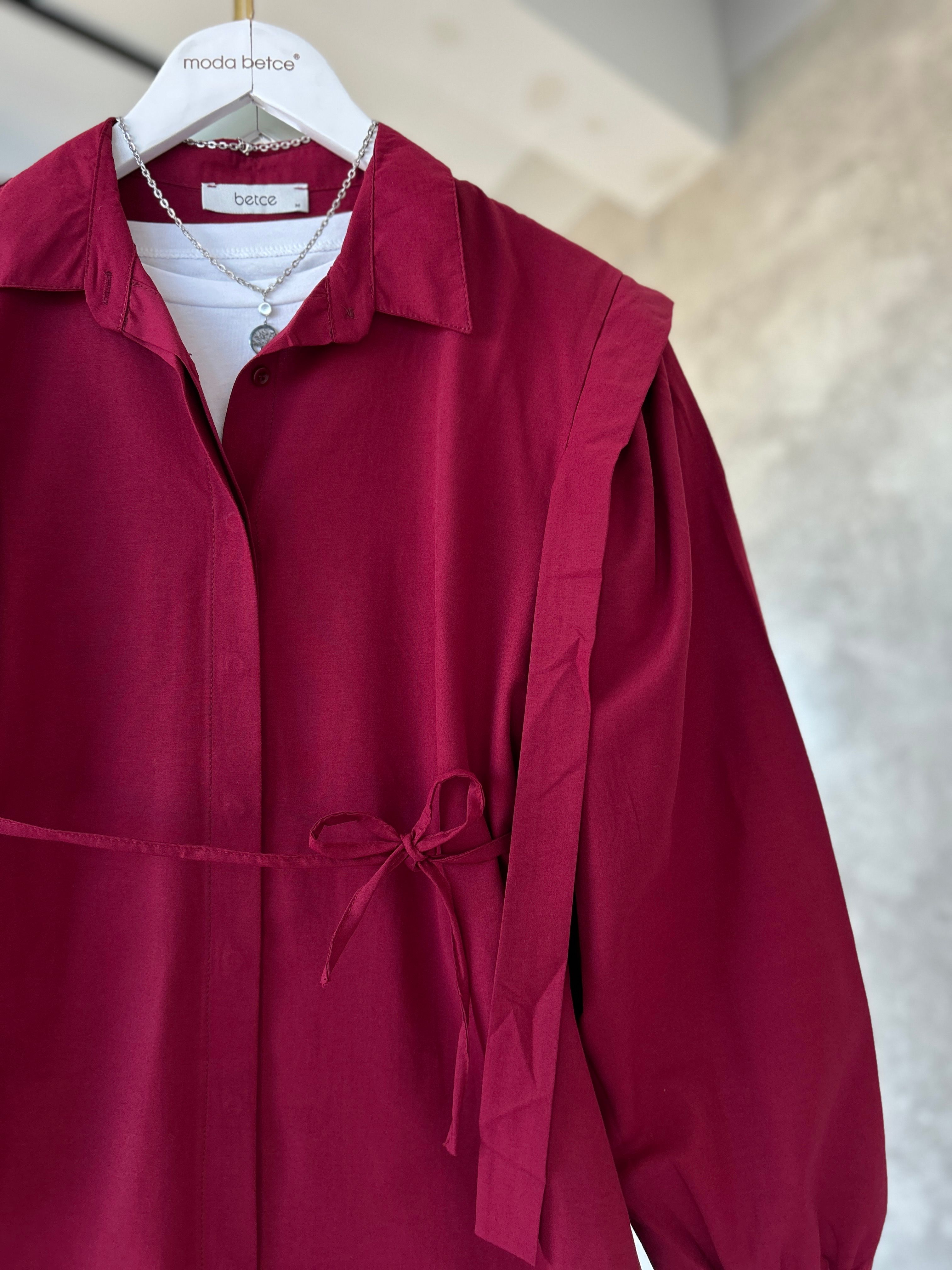 Alya Oversize gömlek Bordo