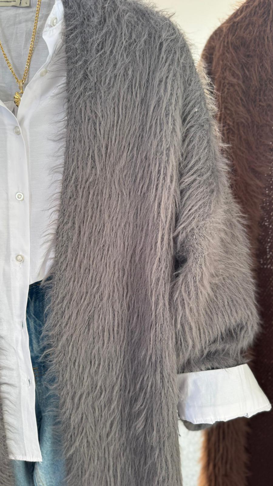 Defile uzum hırka GRİ