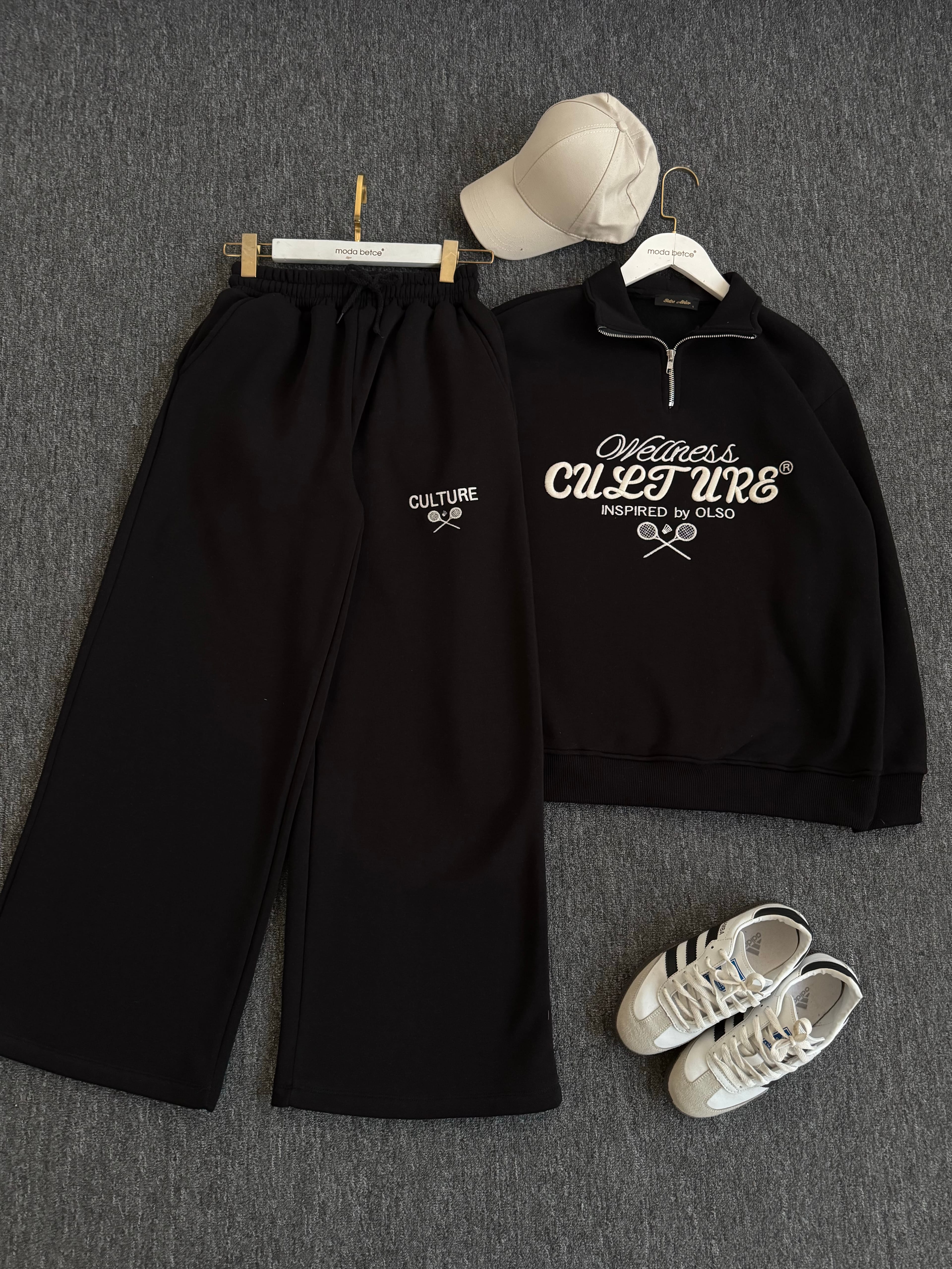 culture nakışlı eşofman takım siyah