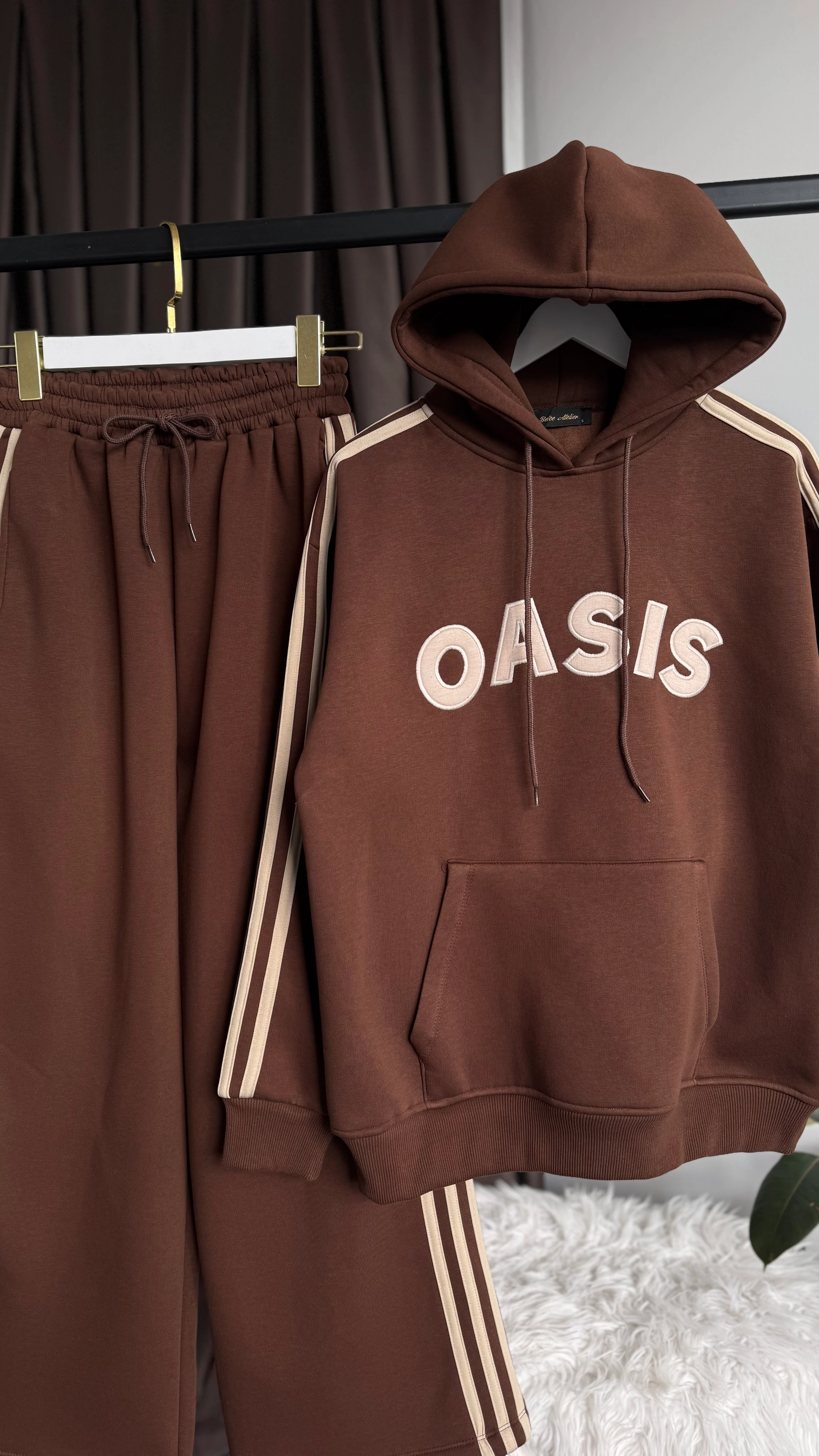 Oasis nakışlı eşofman takım Kahverengi 