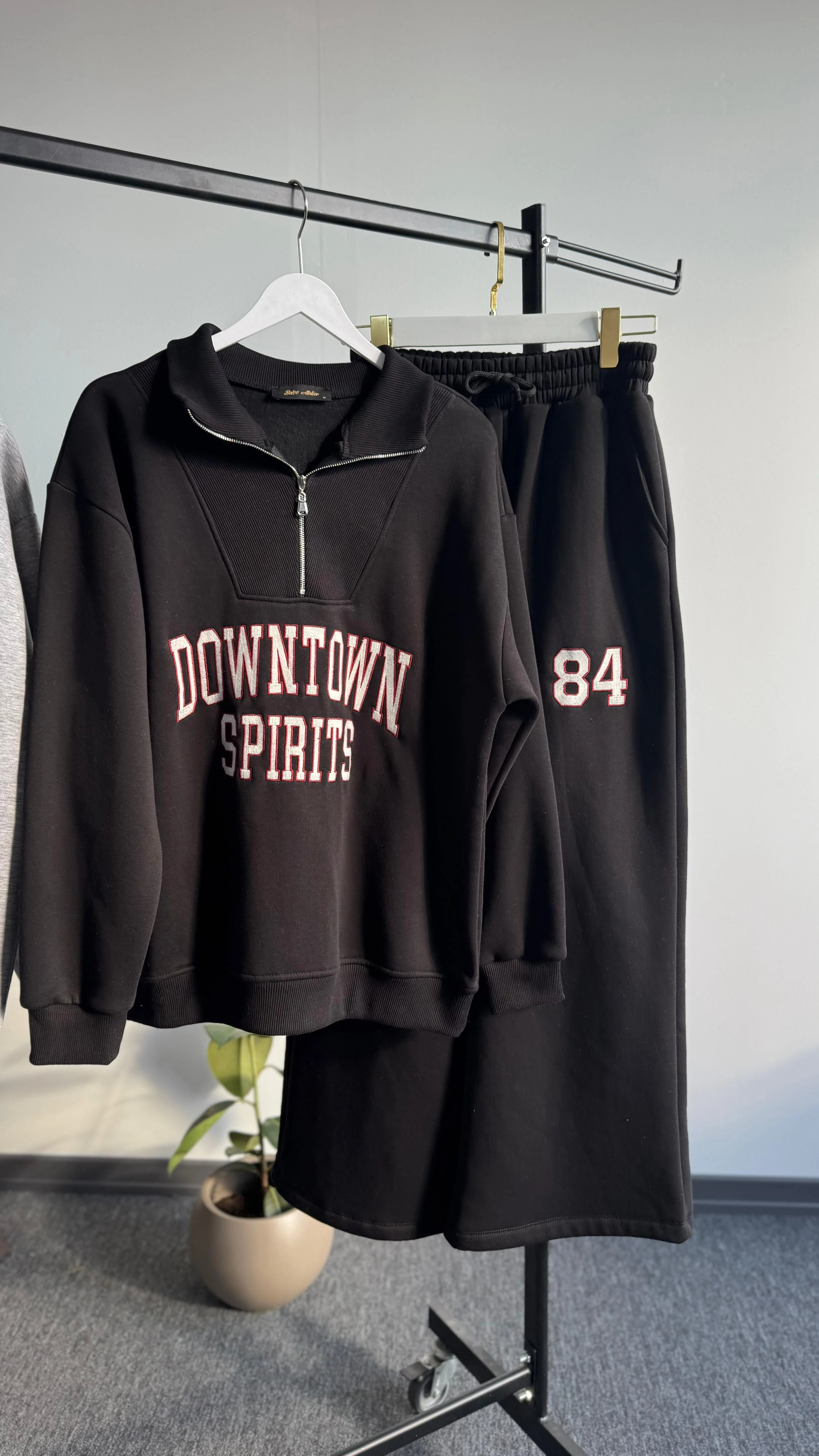 Downtown nakışlı takım Siyah 