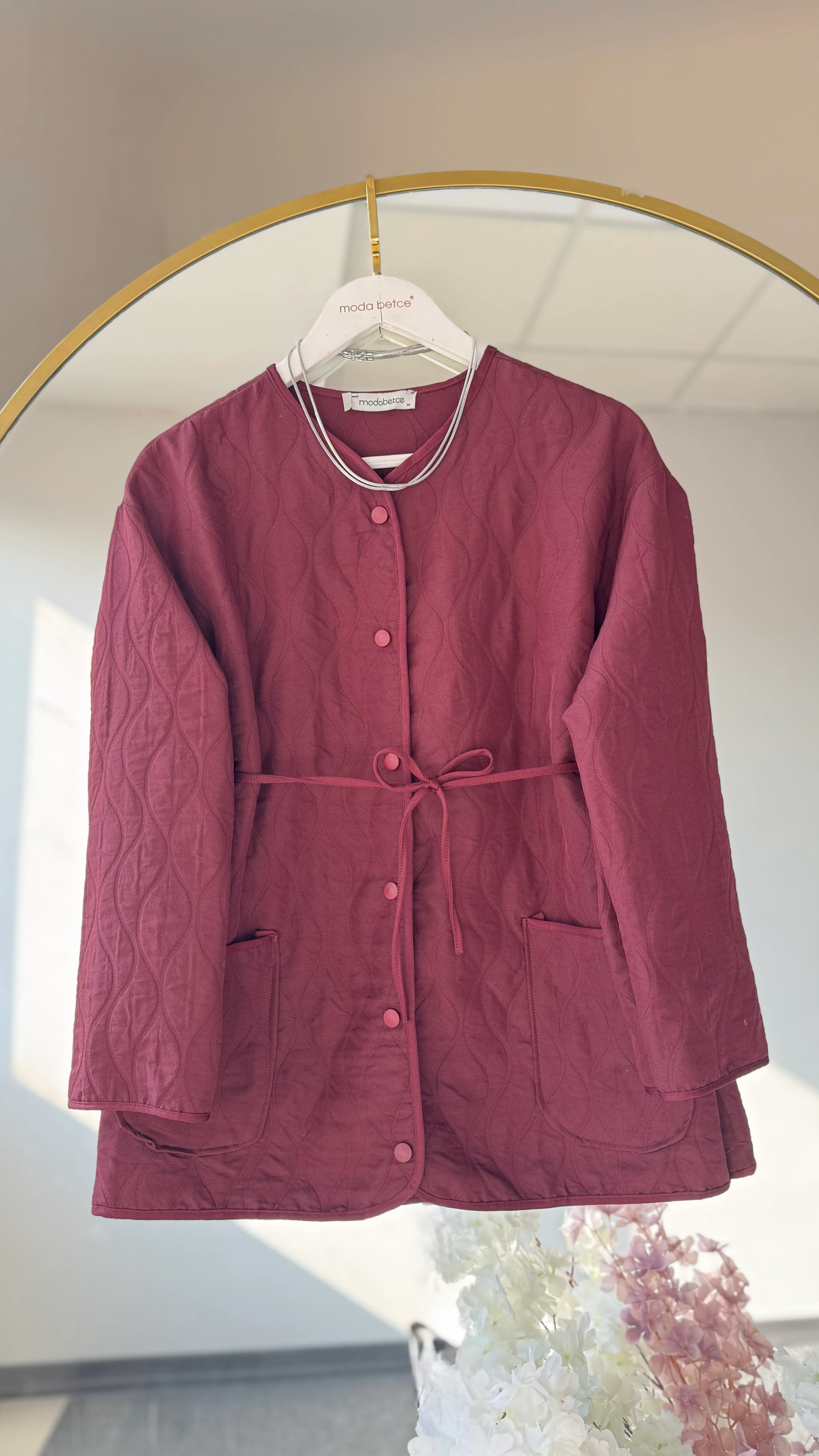 Pera capitone bağcıklı ceket Bordo