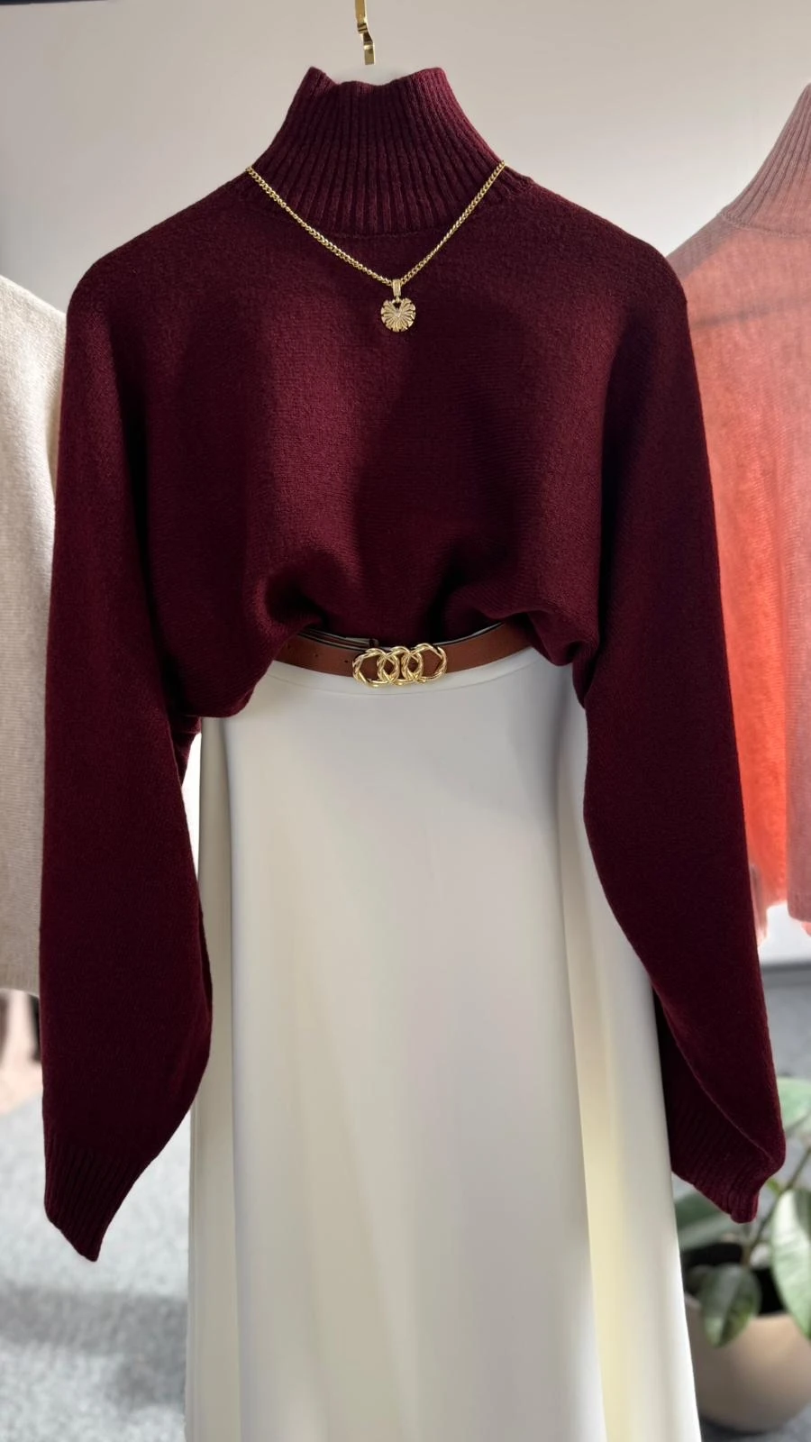 yeni yarasa kol yün kazak bordo