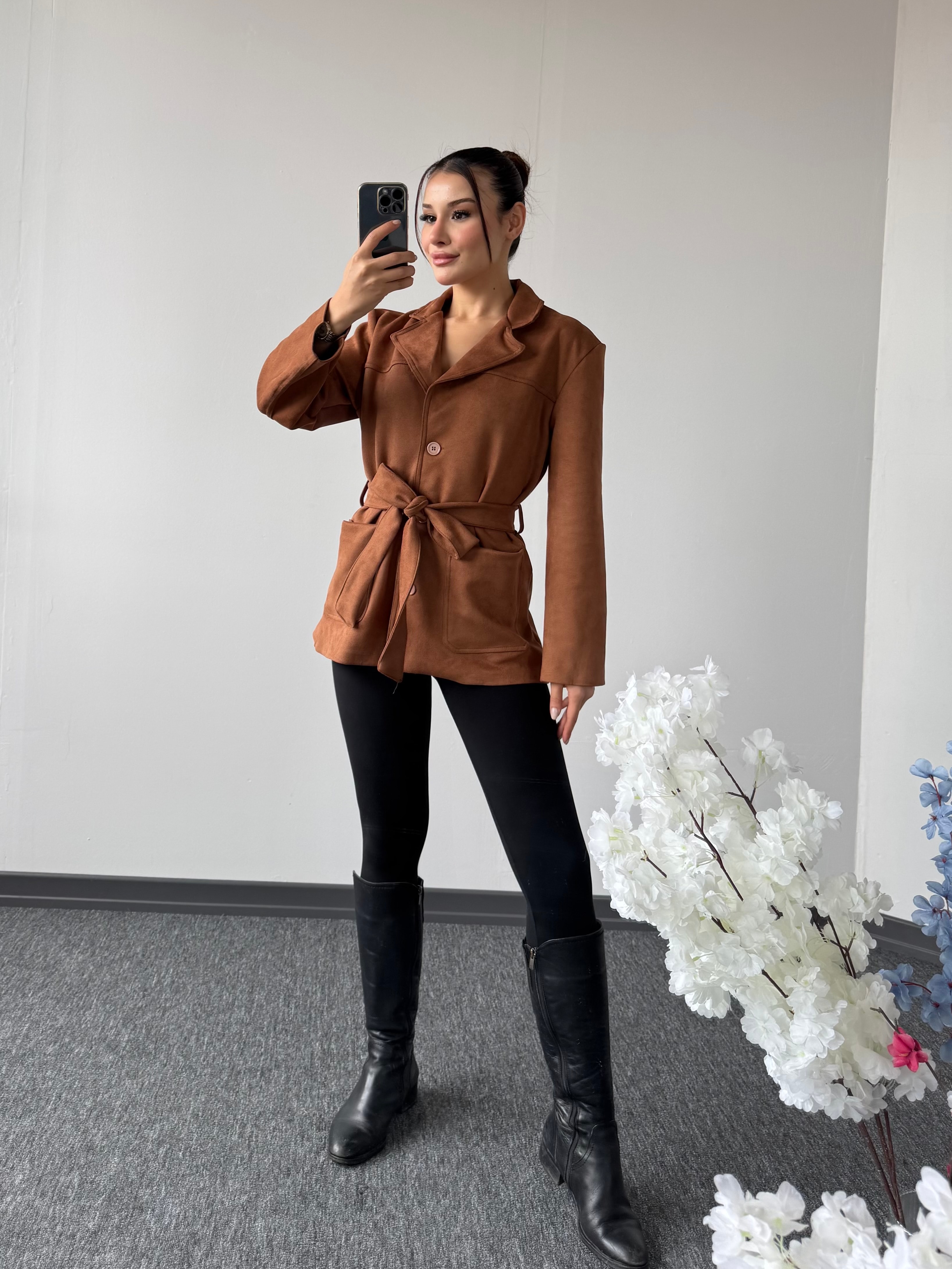 Süet  Berry spor ceket kahverengi