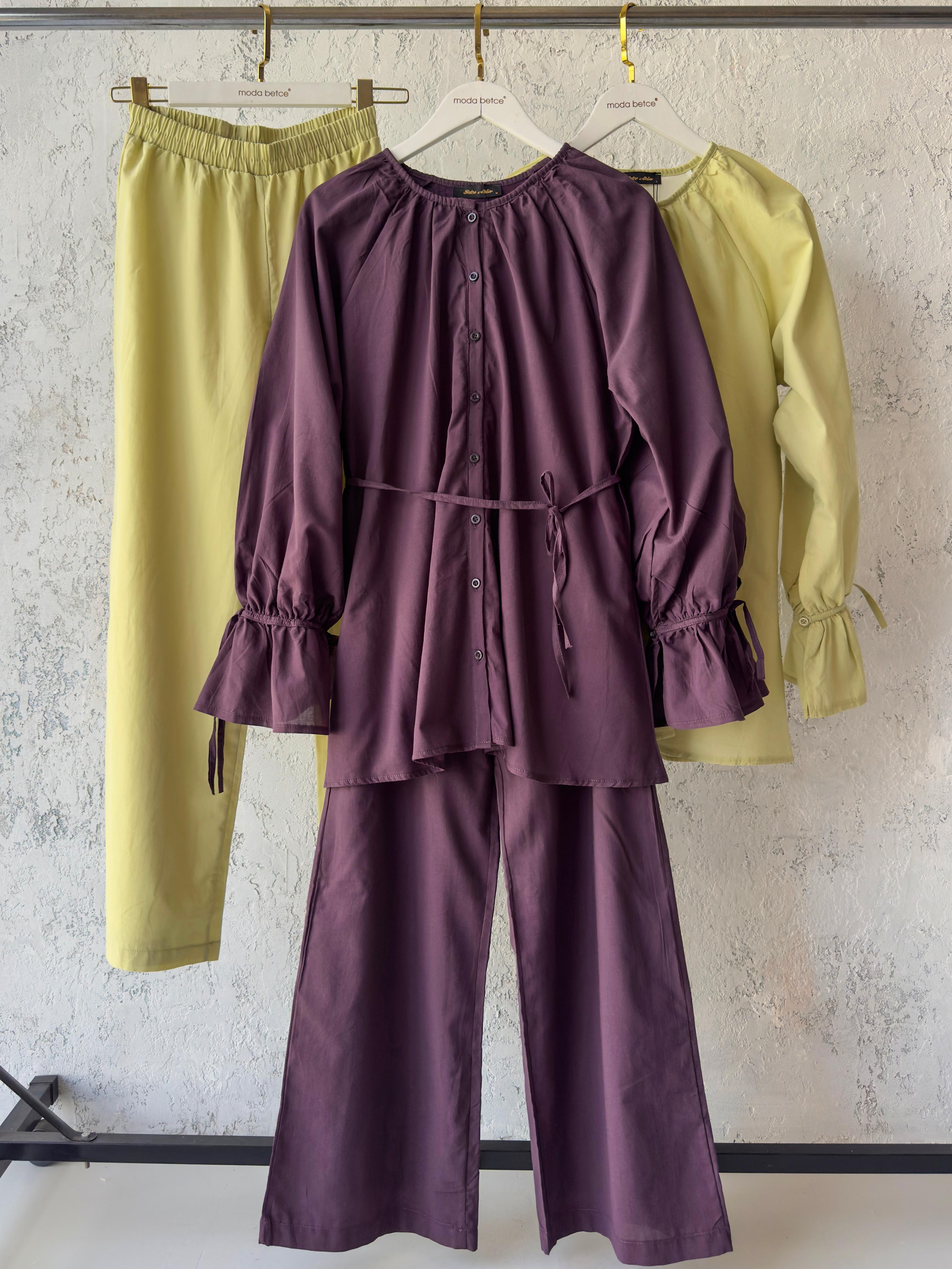Venesa Tunik Pantolon astarlı vual takım  - MÜRDÜM