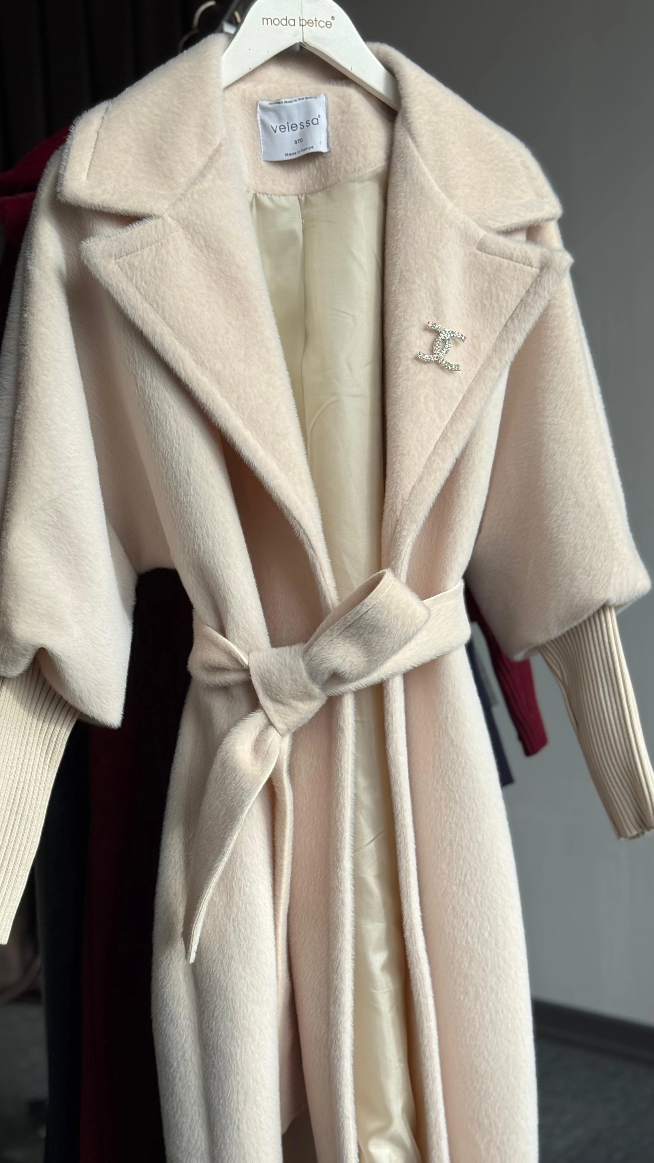 Fox kaşmir kaban Krem