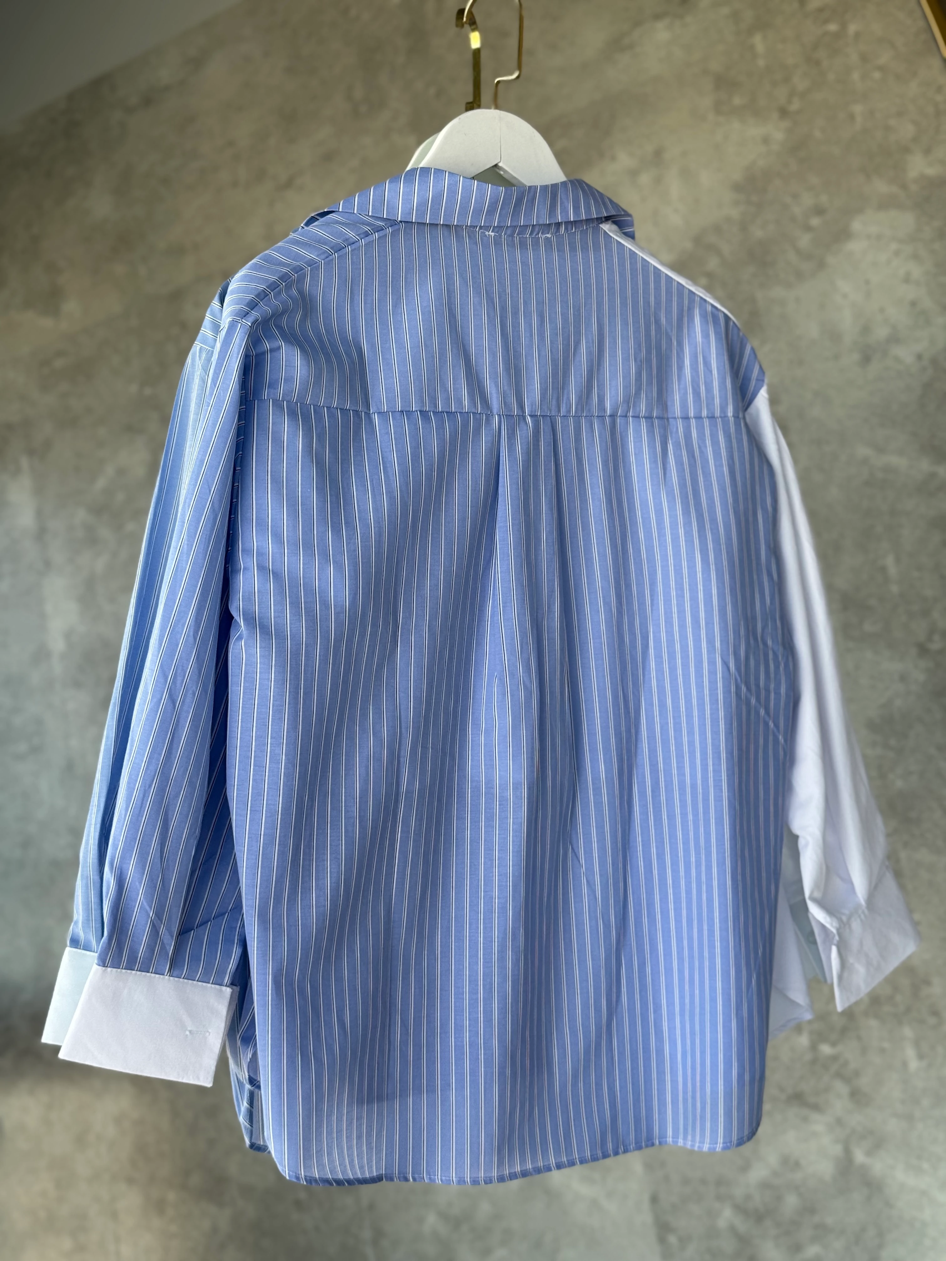 Fiyonk Detaylı Çizgili Bebe mavi Gömlek