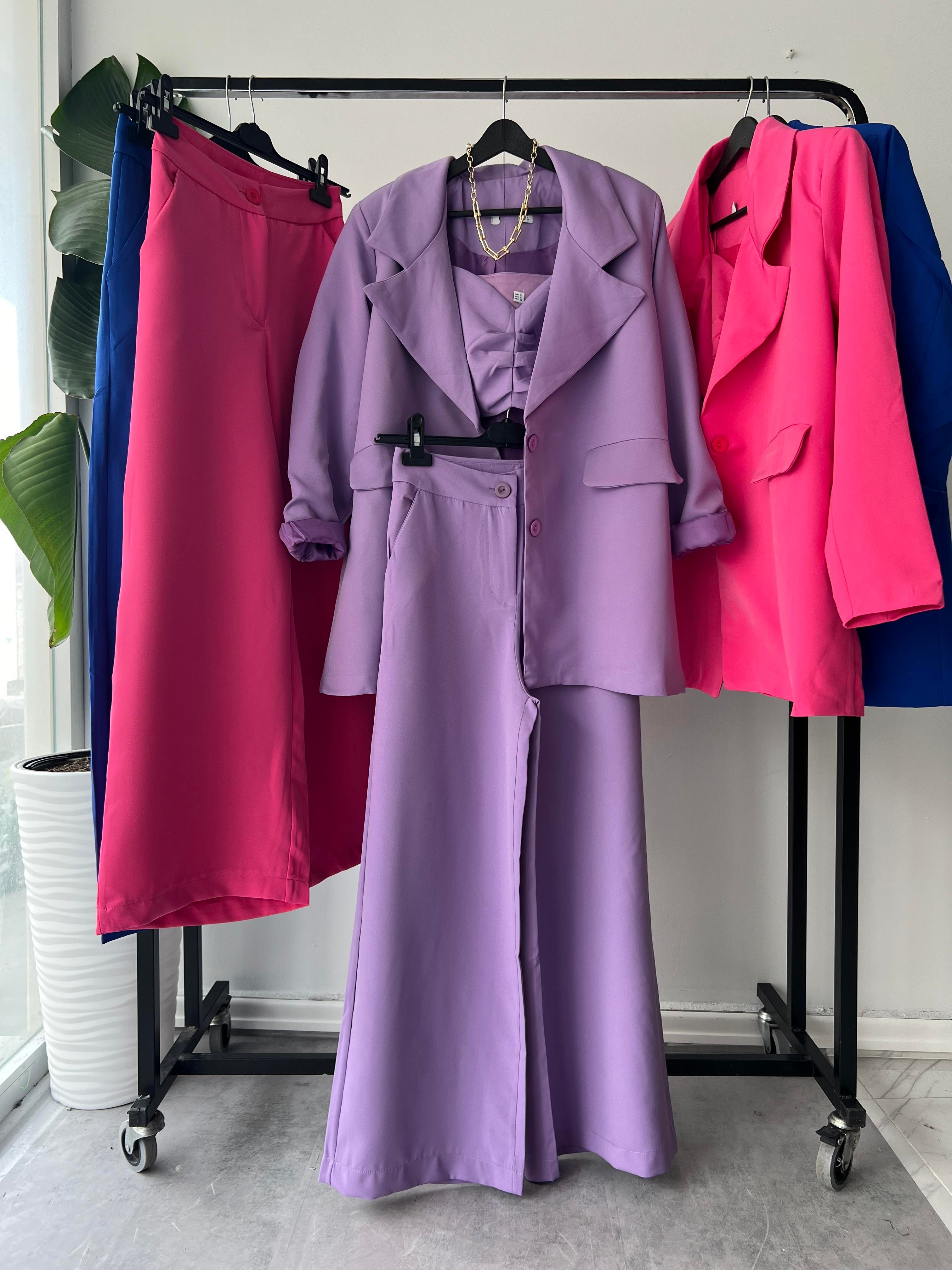 3 Lü Blazer Takım Lila