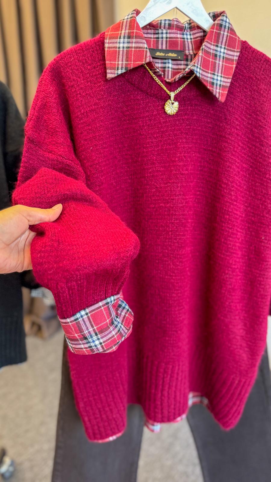 Massm Dutti standart yün kazak  Bordo