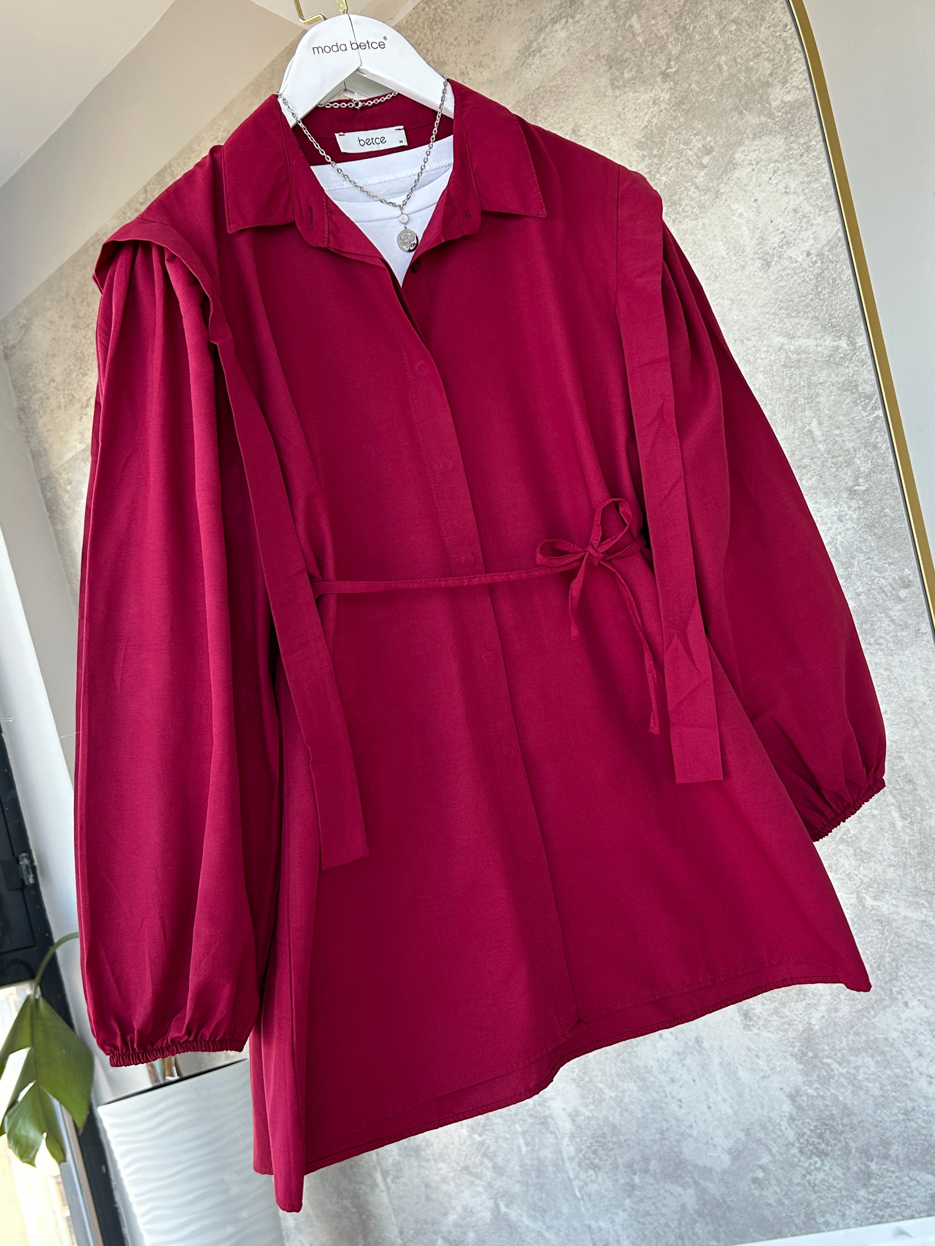 Alya Oversize gömlek Bordo