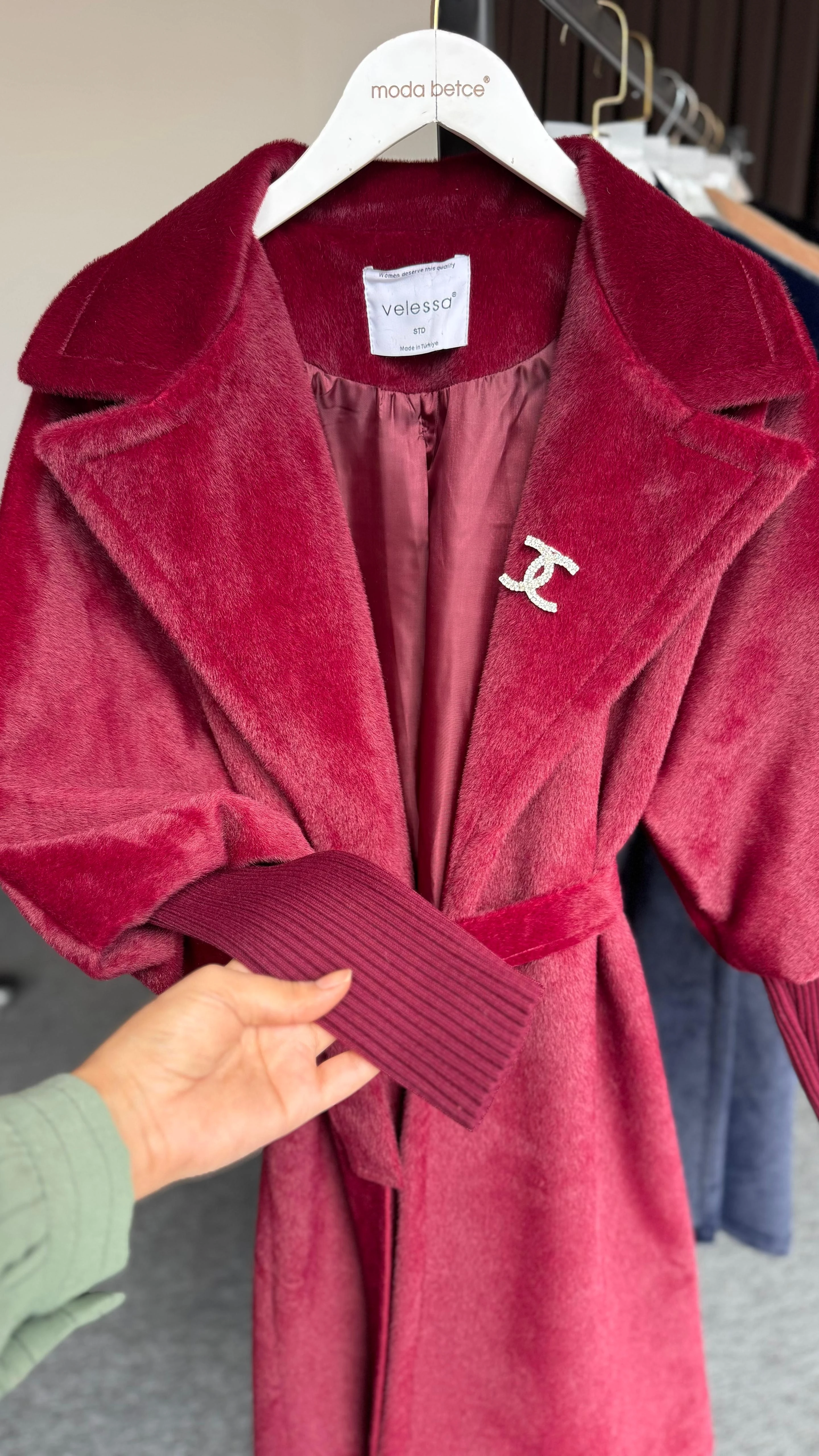 Fox kaşmir  kaban Bordo