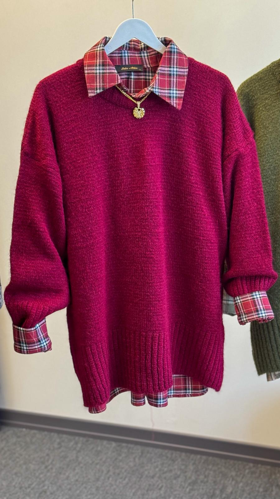 Massm Dutti standart yün kazak  Bordo