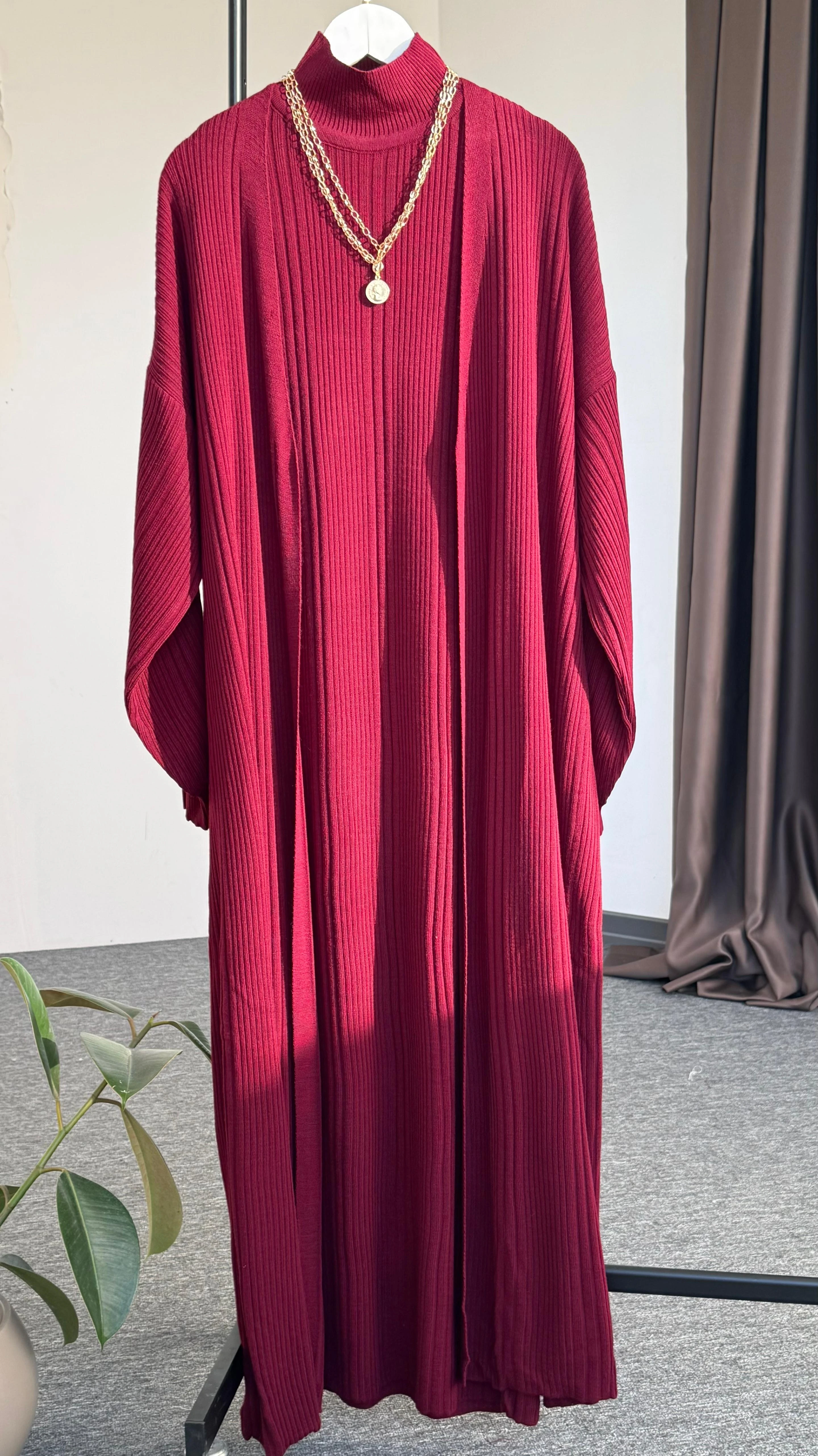 Leila ikili triko takım Bordo