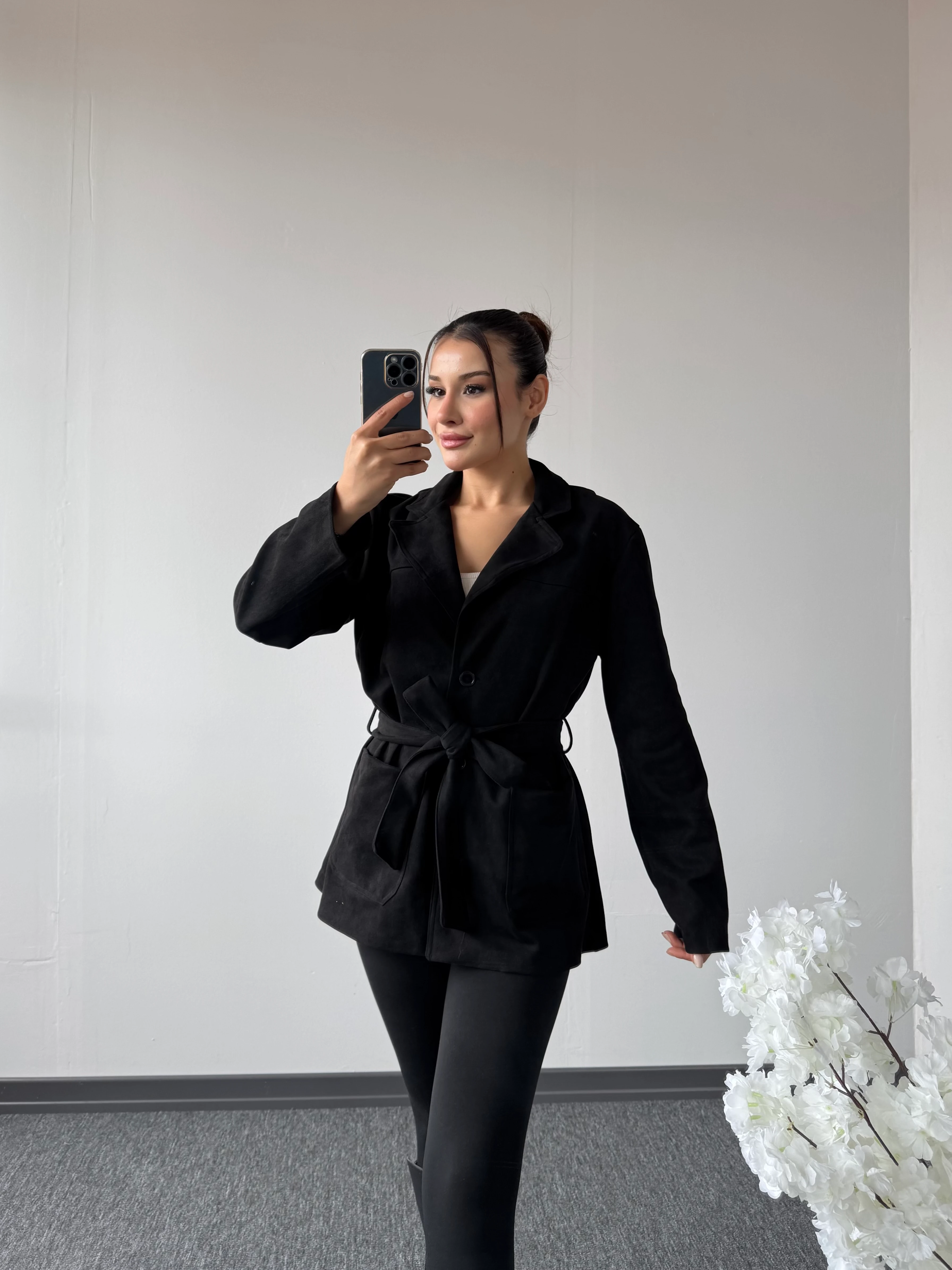 Süet Berry Spor Ceket Siyah