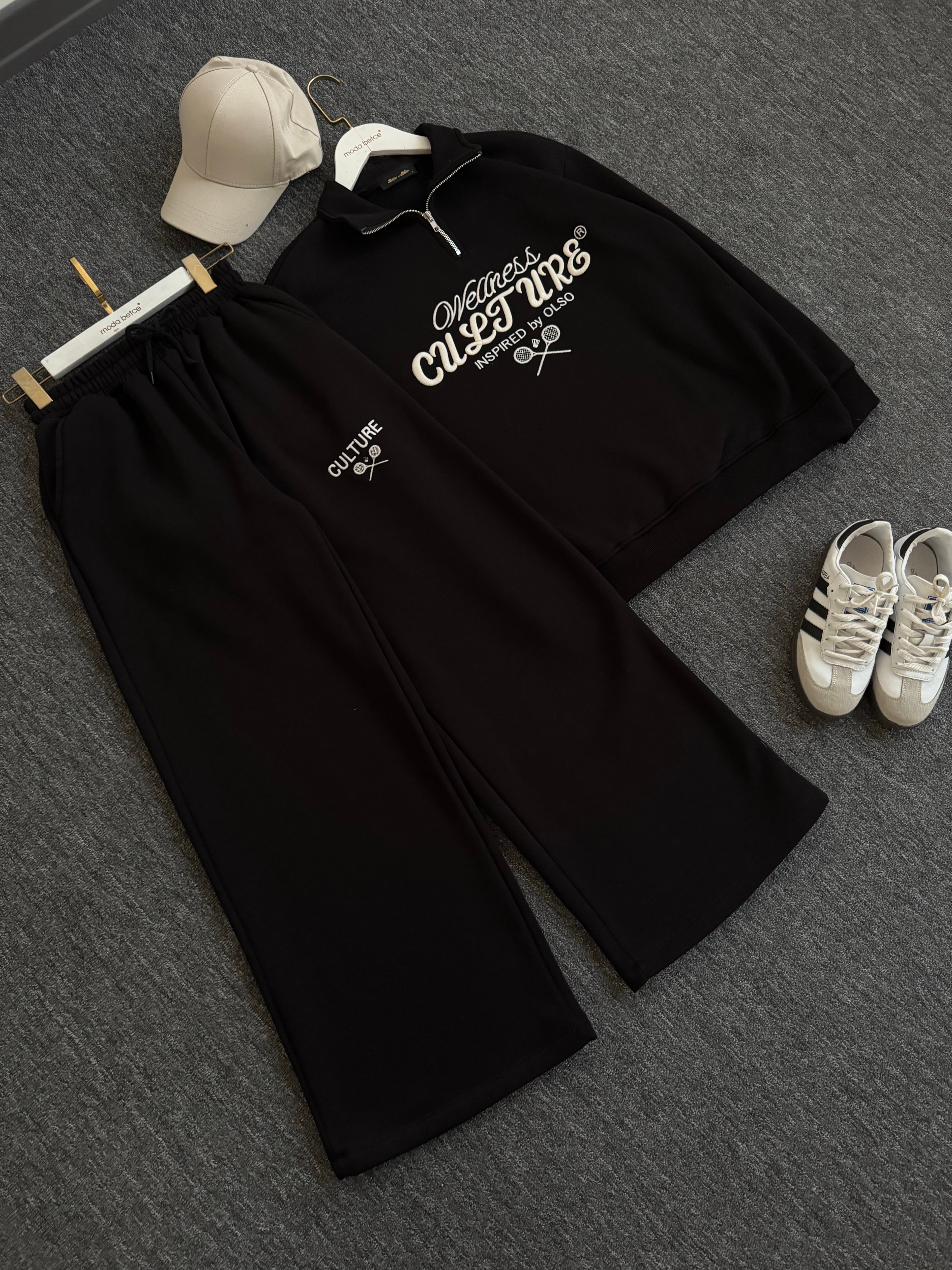 culture nakışlı eşofman takım siyah