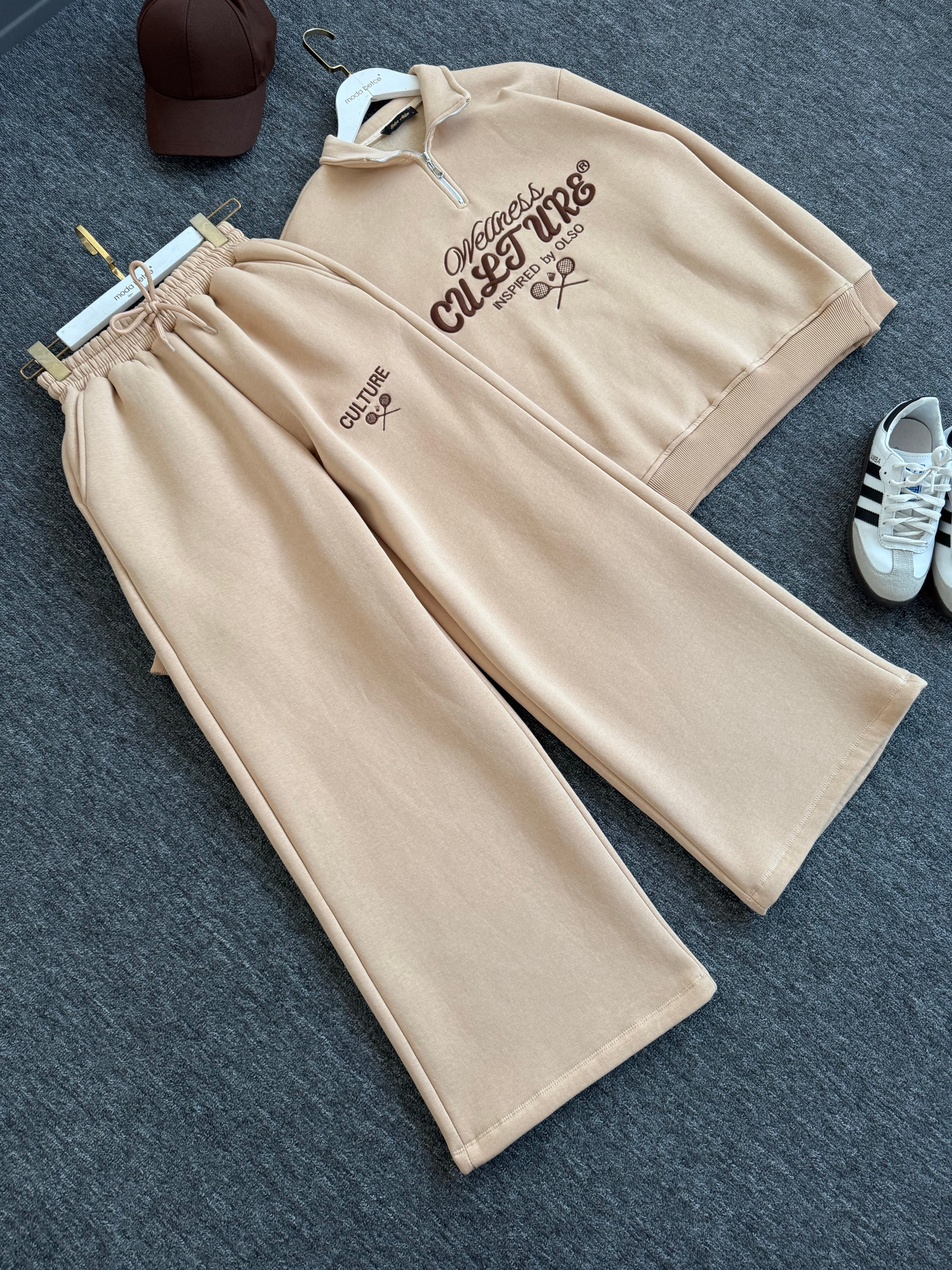 culture nakışlı eşofman takım Bej