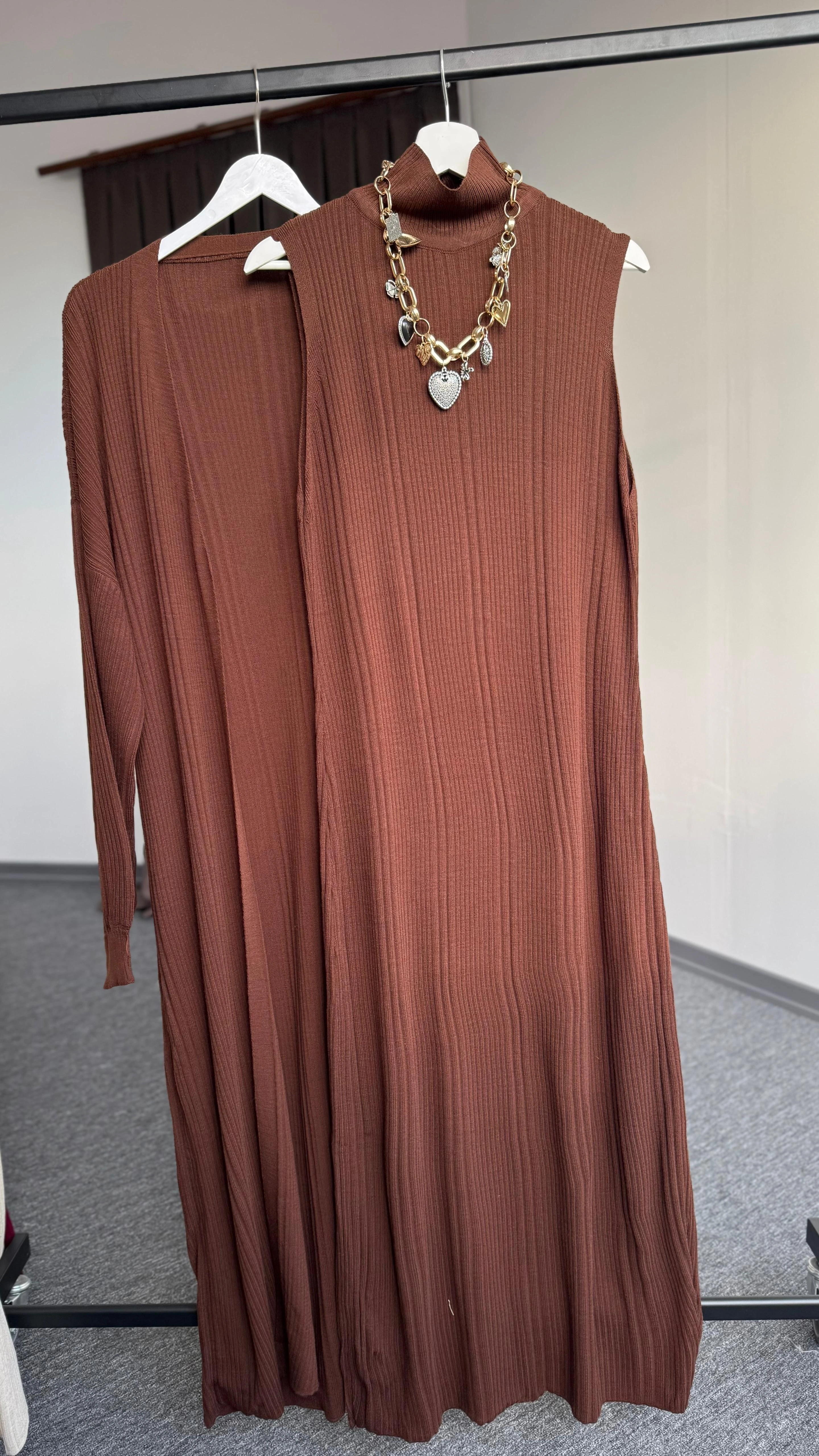 Leila ikili triko takım Kahverengi