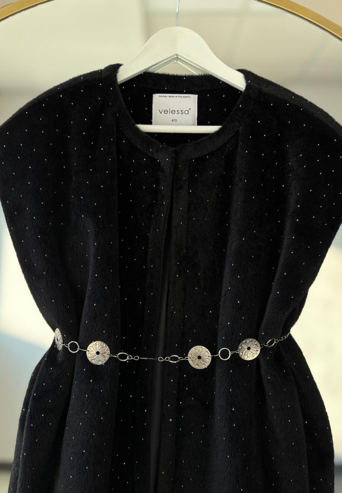 Vanesa diamond detaylı kaşmir yelek Siyah