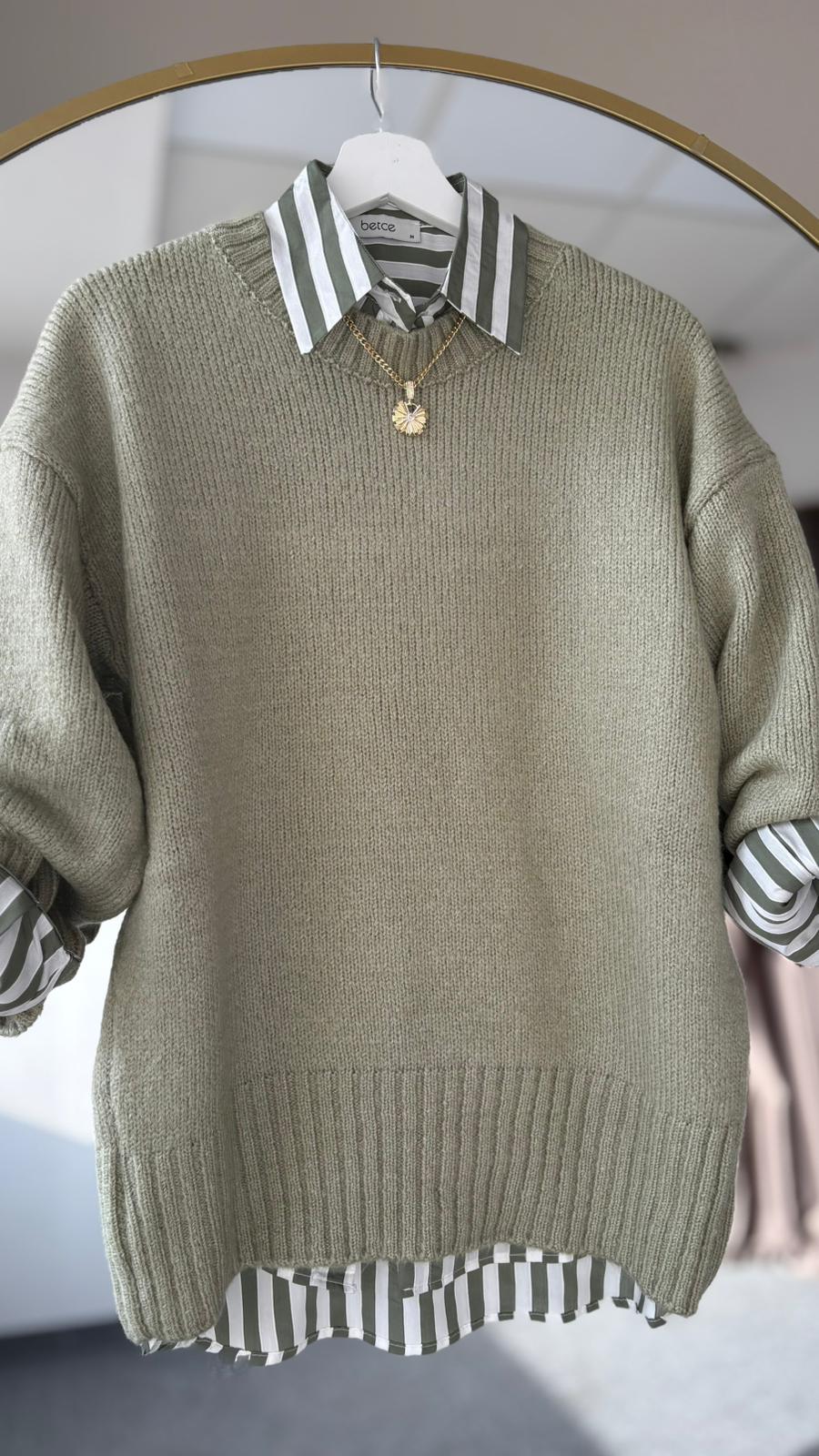 Massim Dutti standart yün kazak Fıstık yeşili