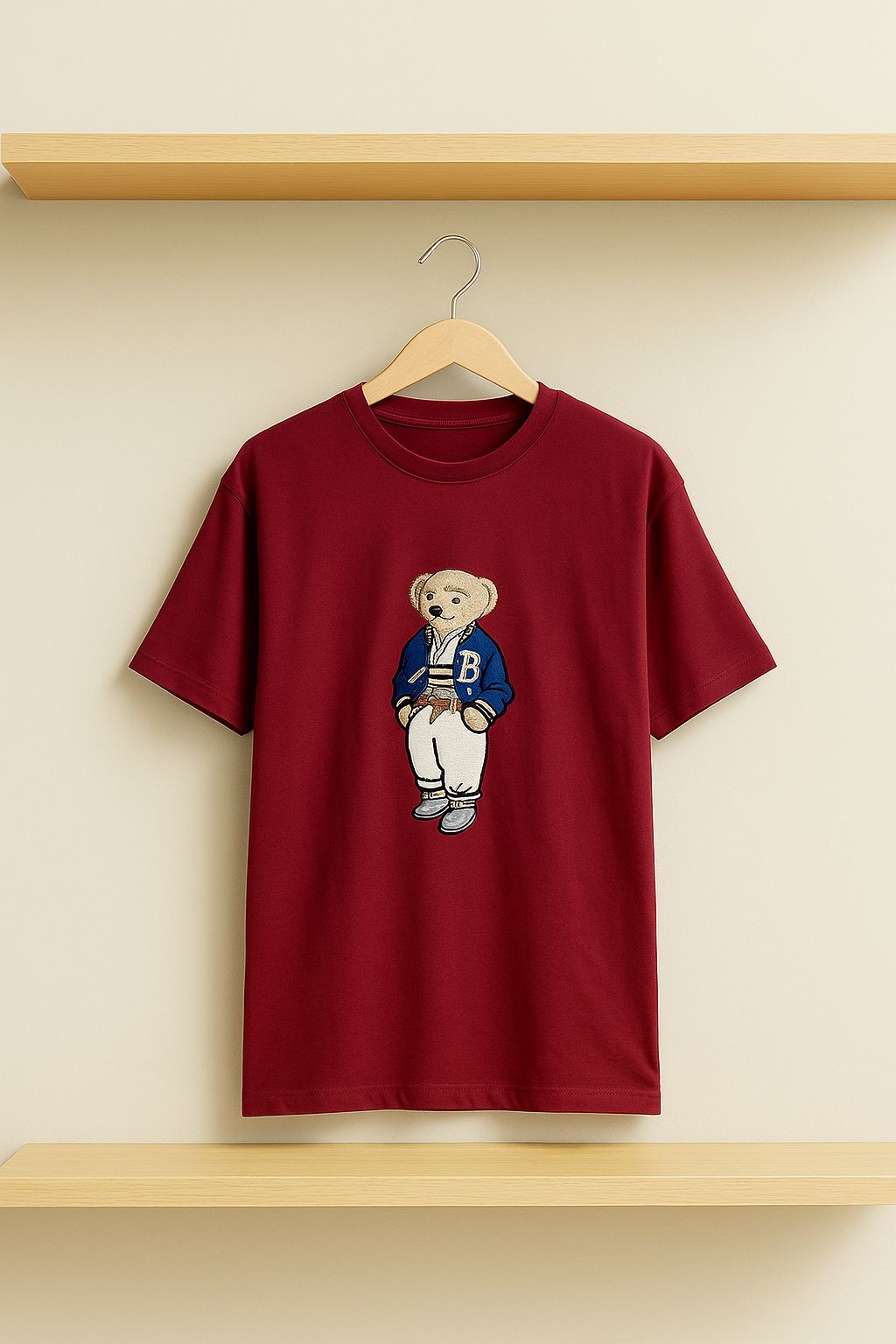 Bear nakışlı tshirt 2 BORDO