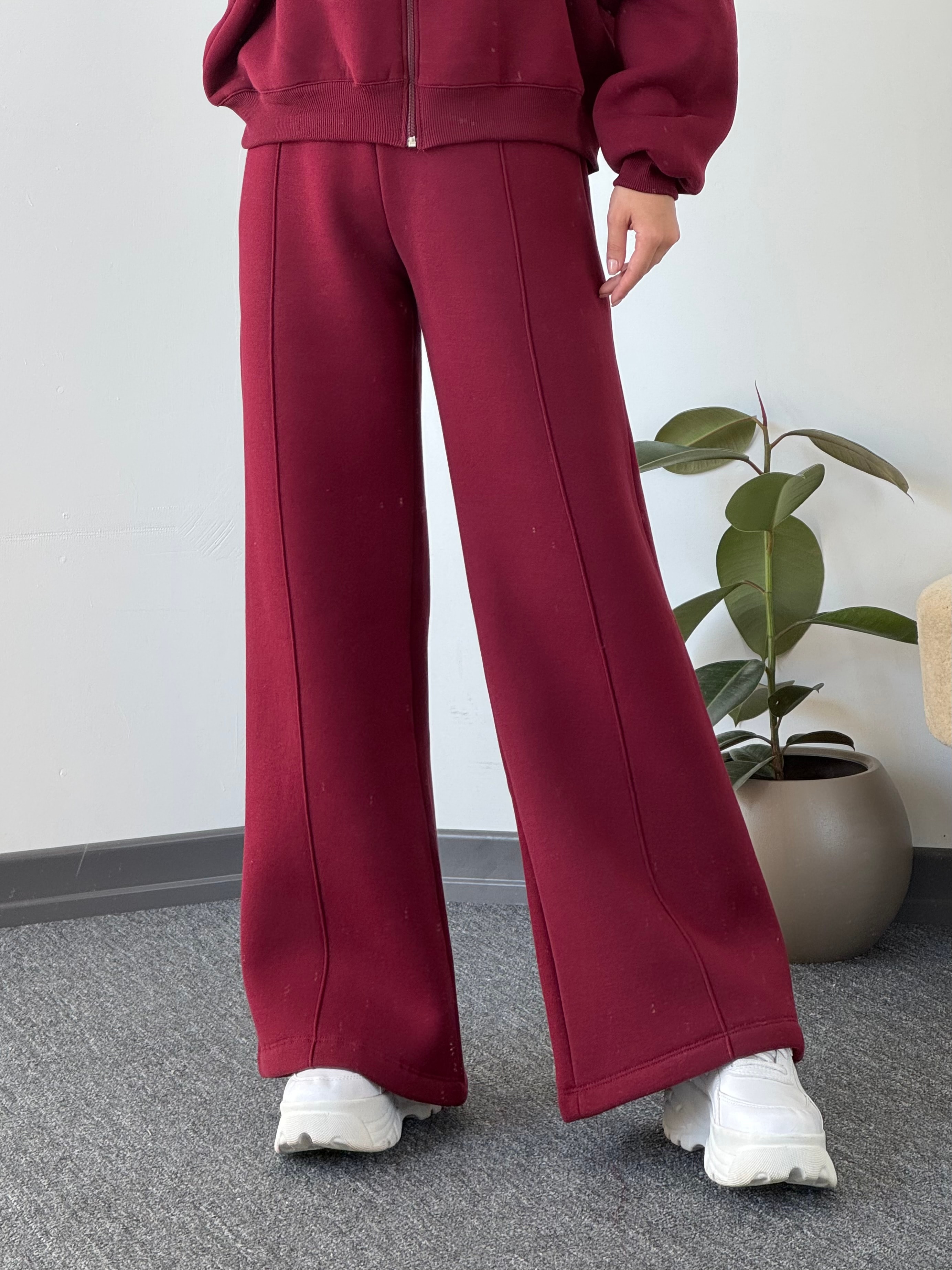 Violet hırka alt eşofman takım bordo