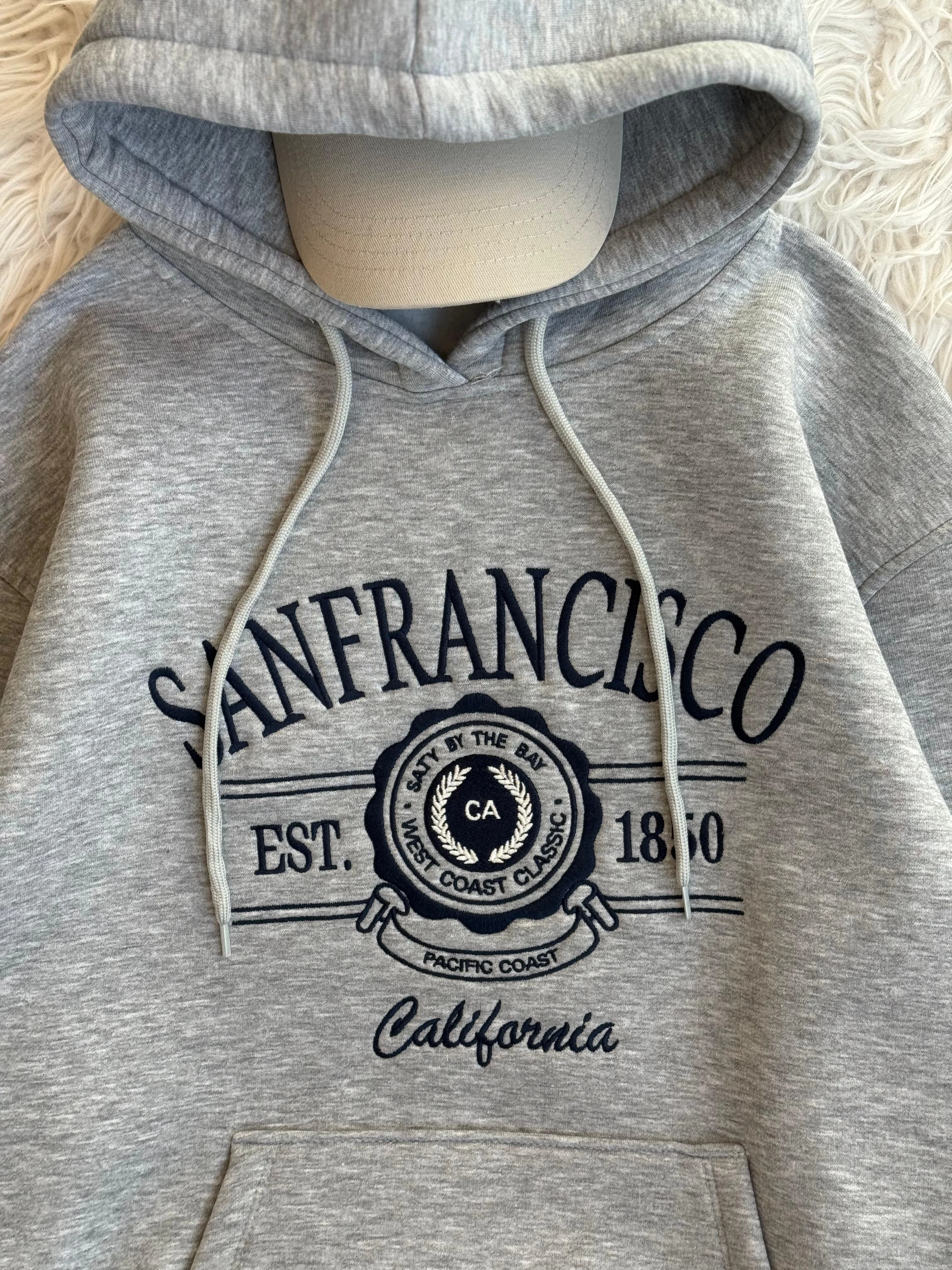 Sanfırancısco nakışlı sweatshirt Gri