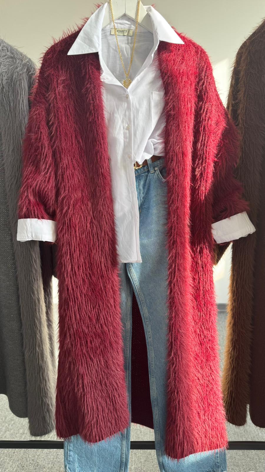 Defile uzum hırka BORDO