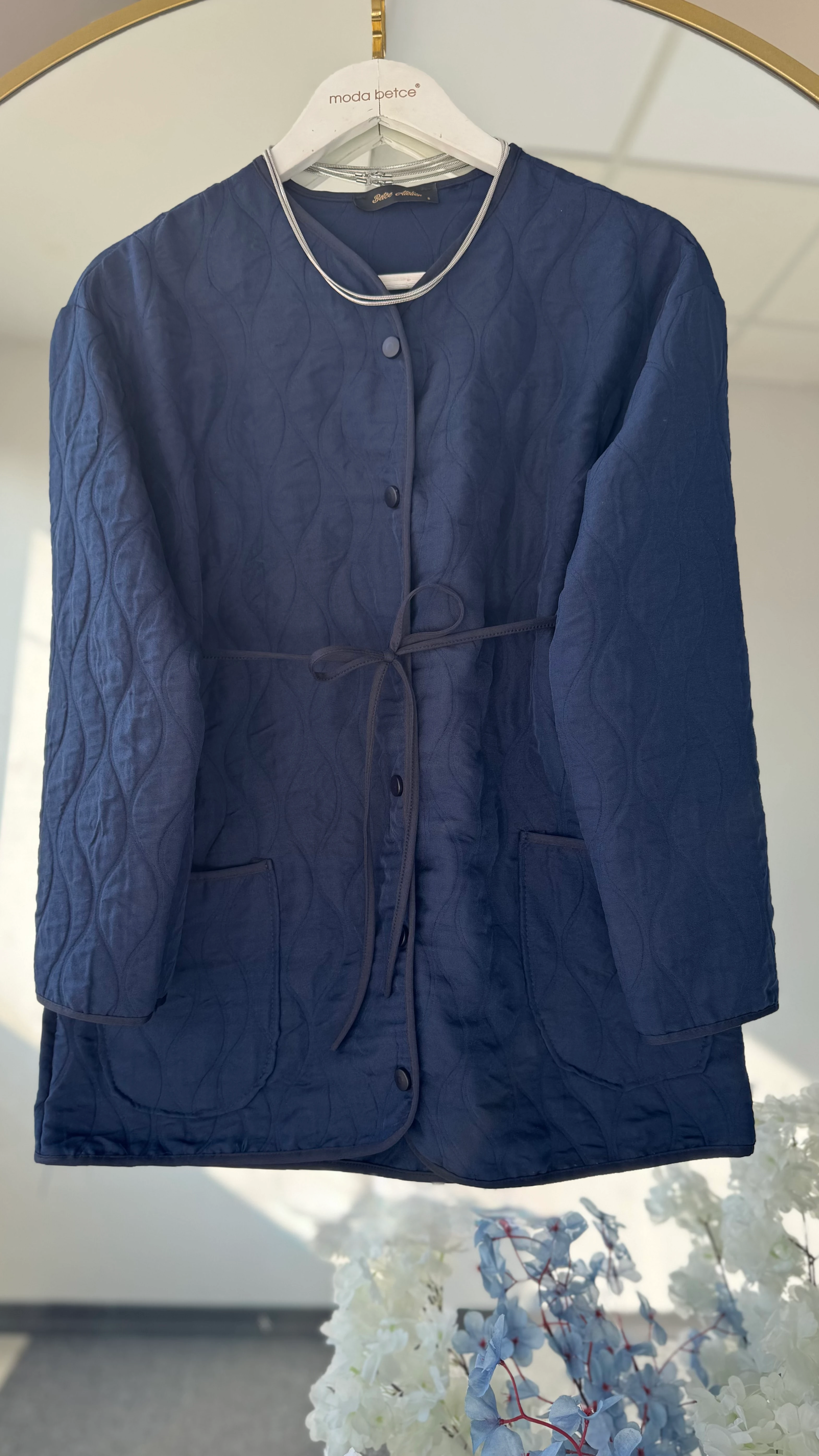 Pera capitone ceket Lacivert