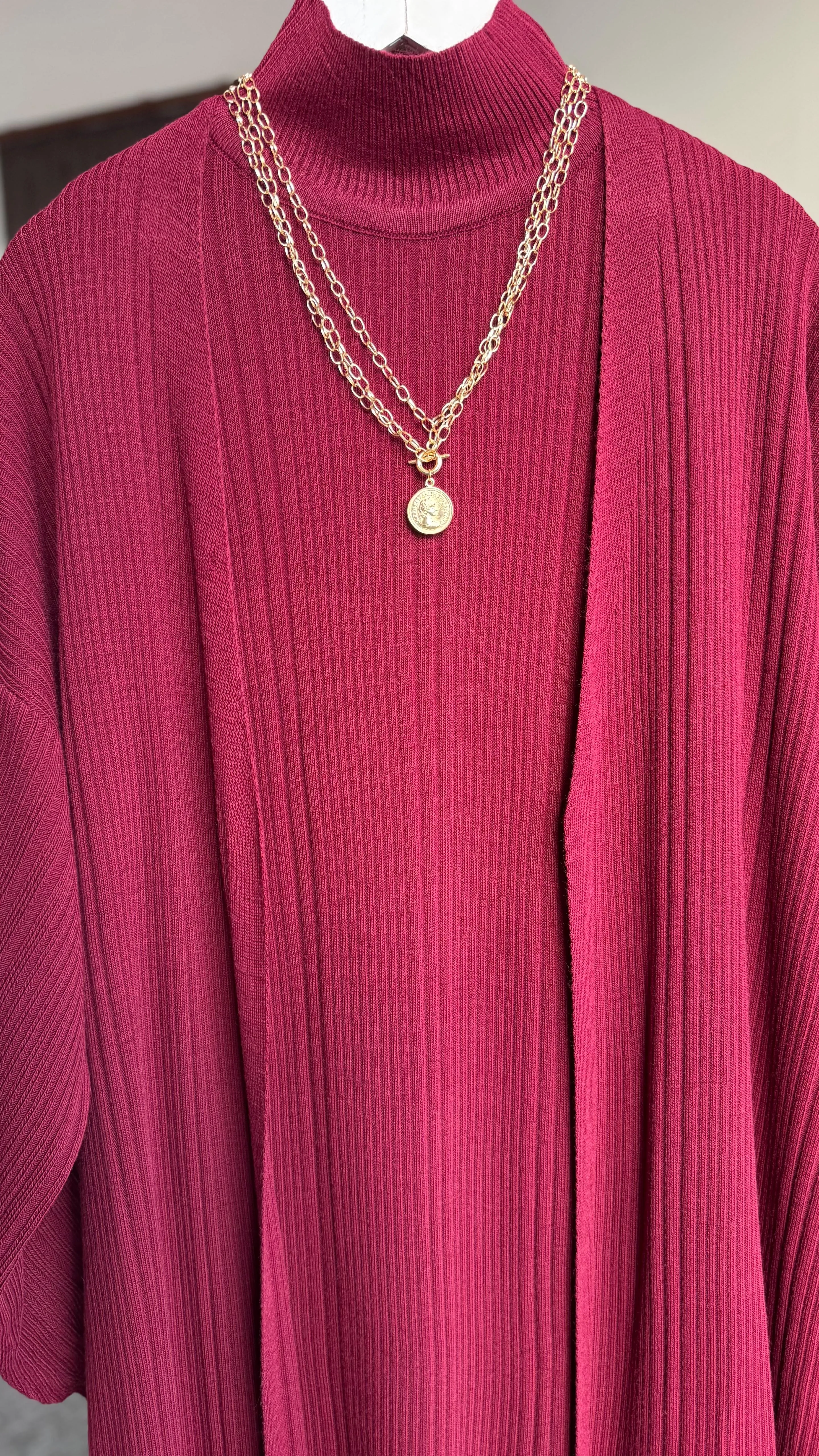 Leila ikili triko takım Bordo