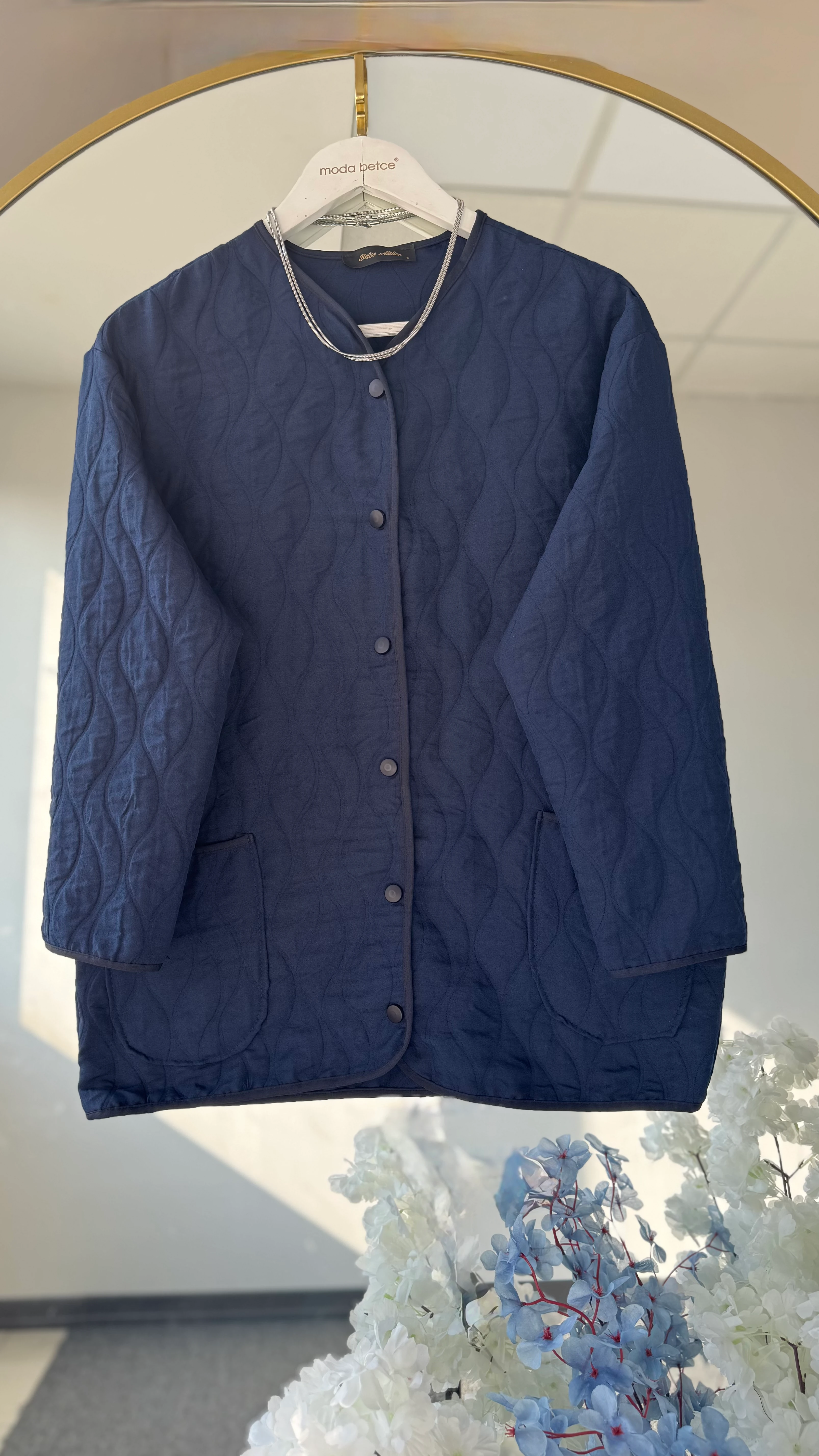 Pera capitone ceket Lacivert