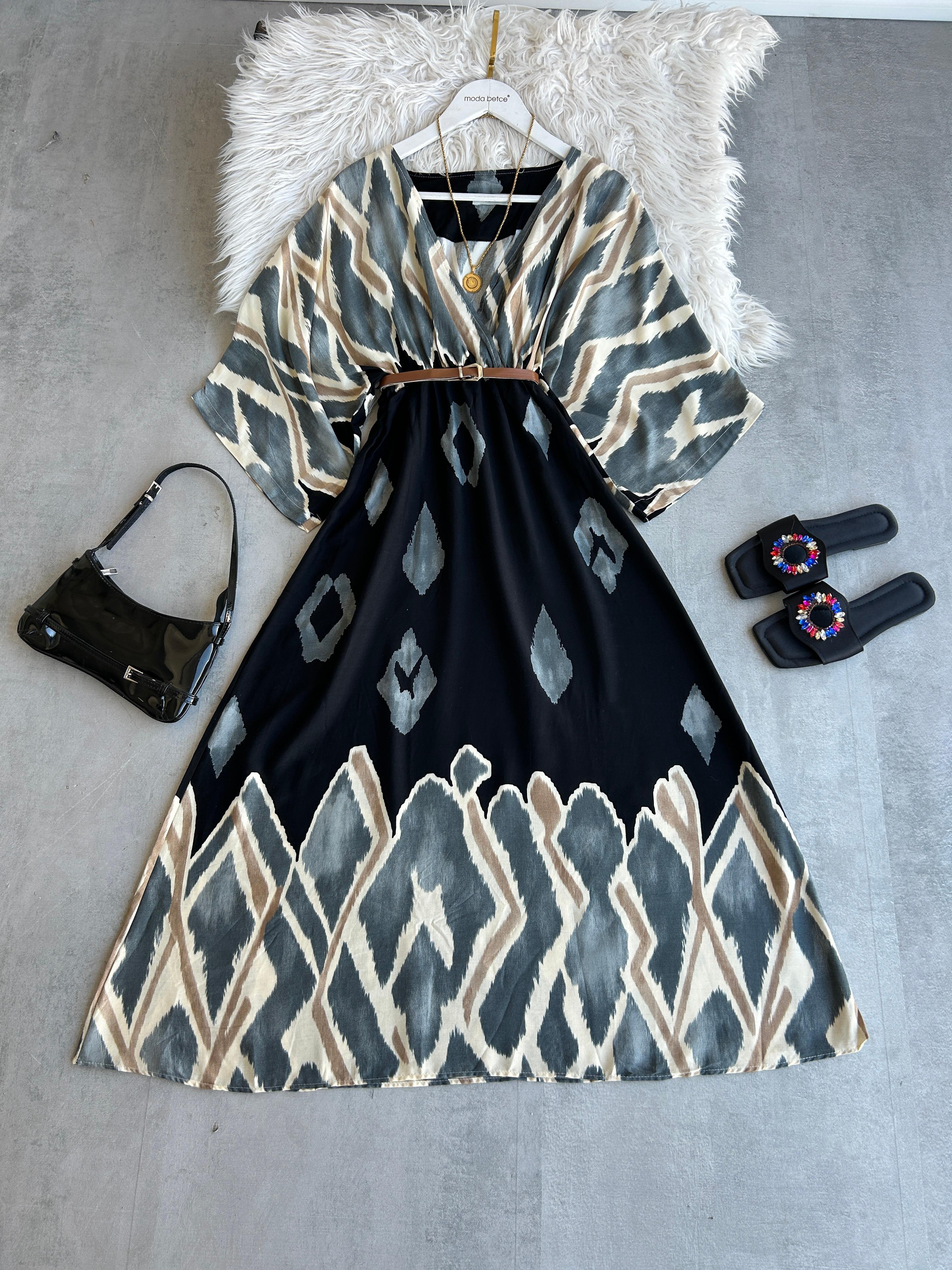 Yeni Vintage Elbise Siyah 