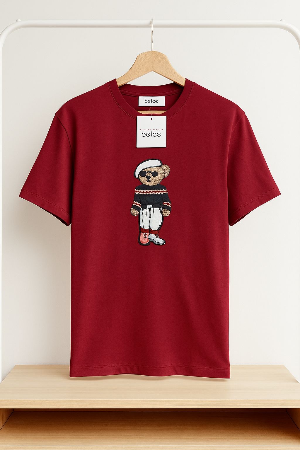 Bear nakışlı tshirt  1 BORDO