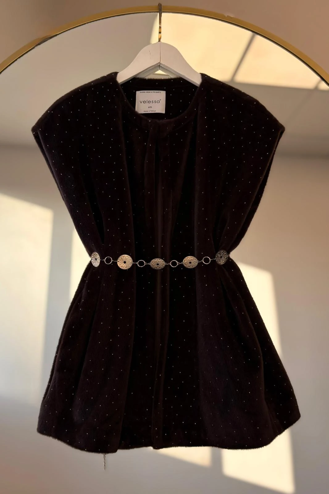 Vanesa diamond detaylı kaşmir yelek Kahverengi