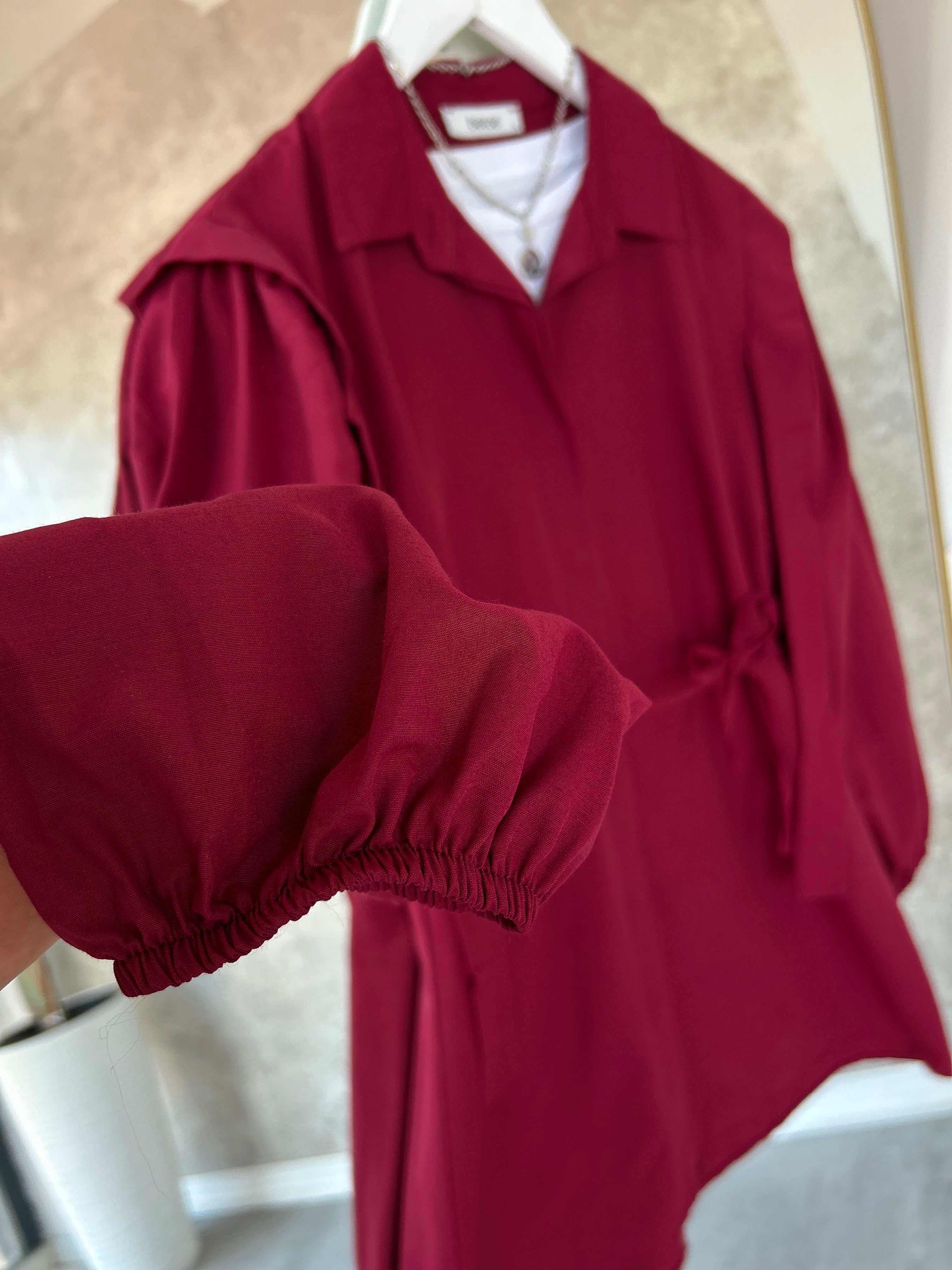 Alya Oversize gömlek Bordo