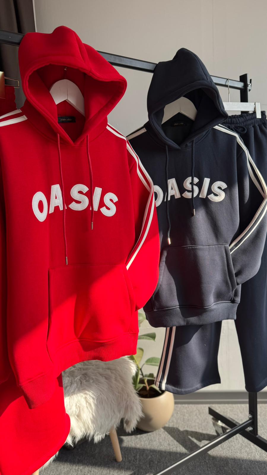 Oasıs nakışlı eşofman takım kırmızı 