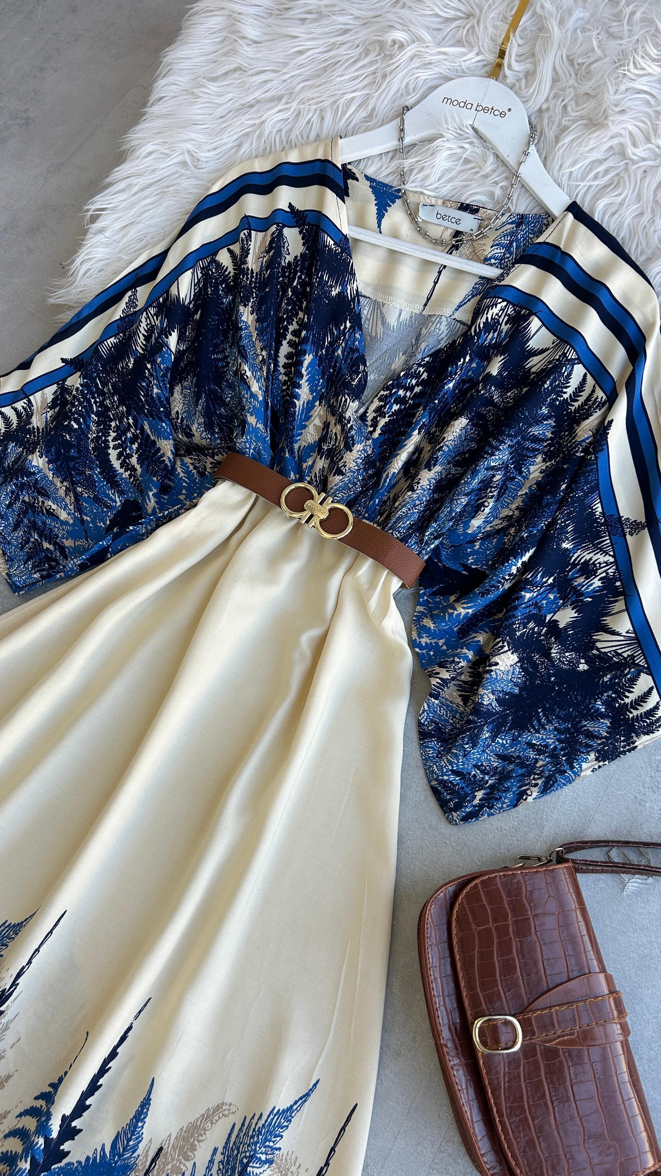 Yeni vintage Açelya Mavi Elbise 