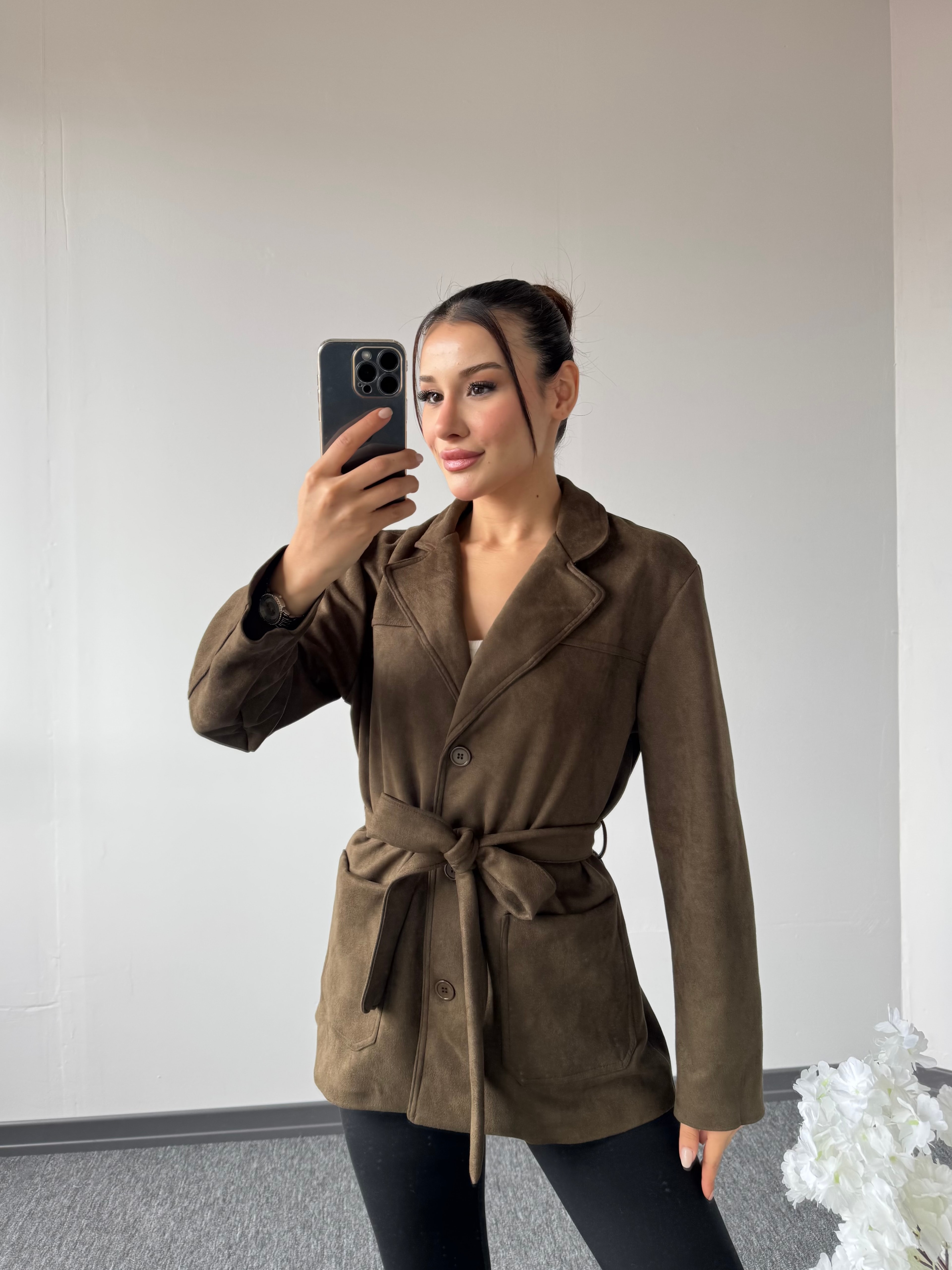 Süet Berry spor ceket  Haki