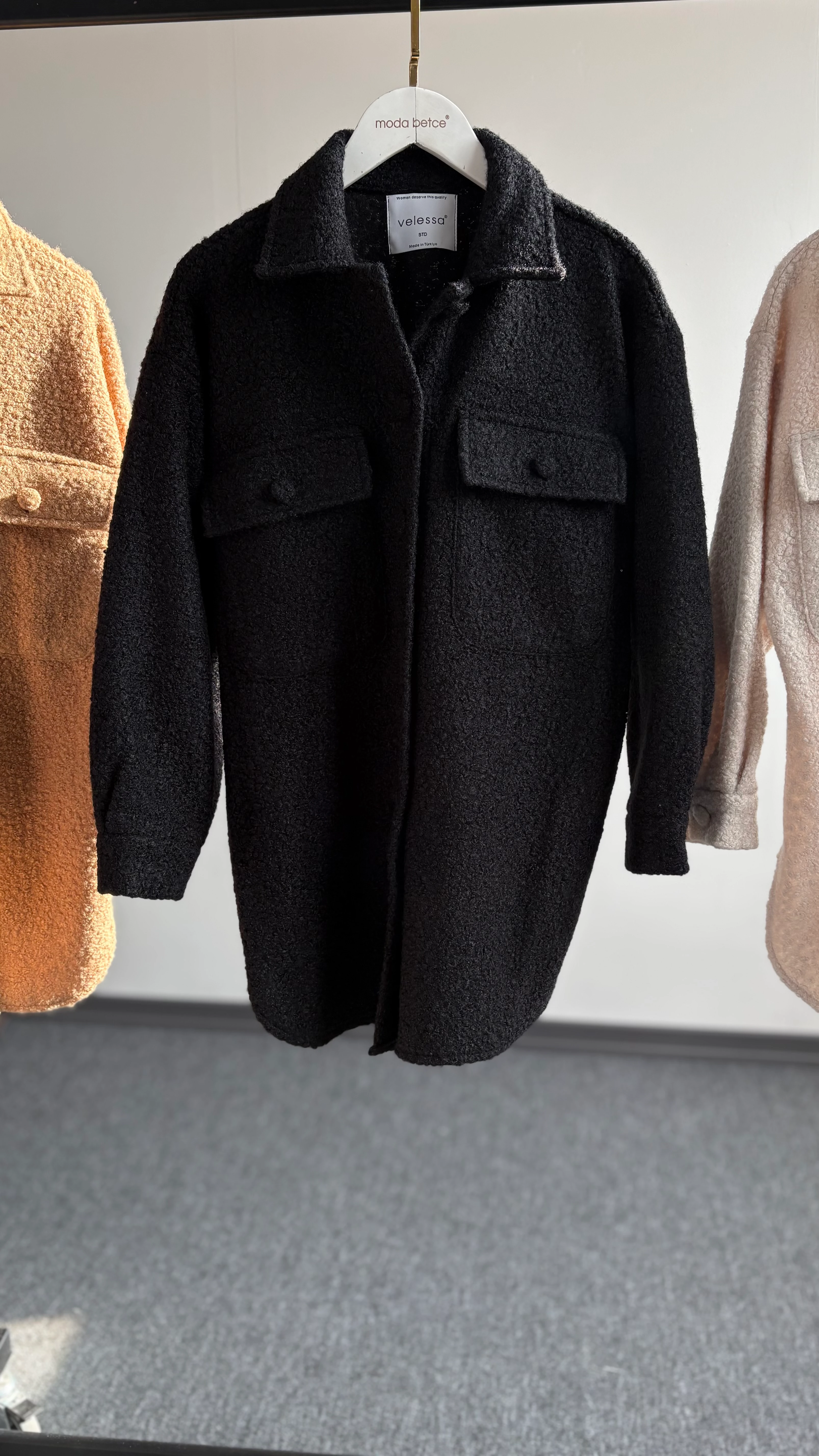 Yeni düz buklet gömlek siyah