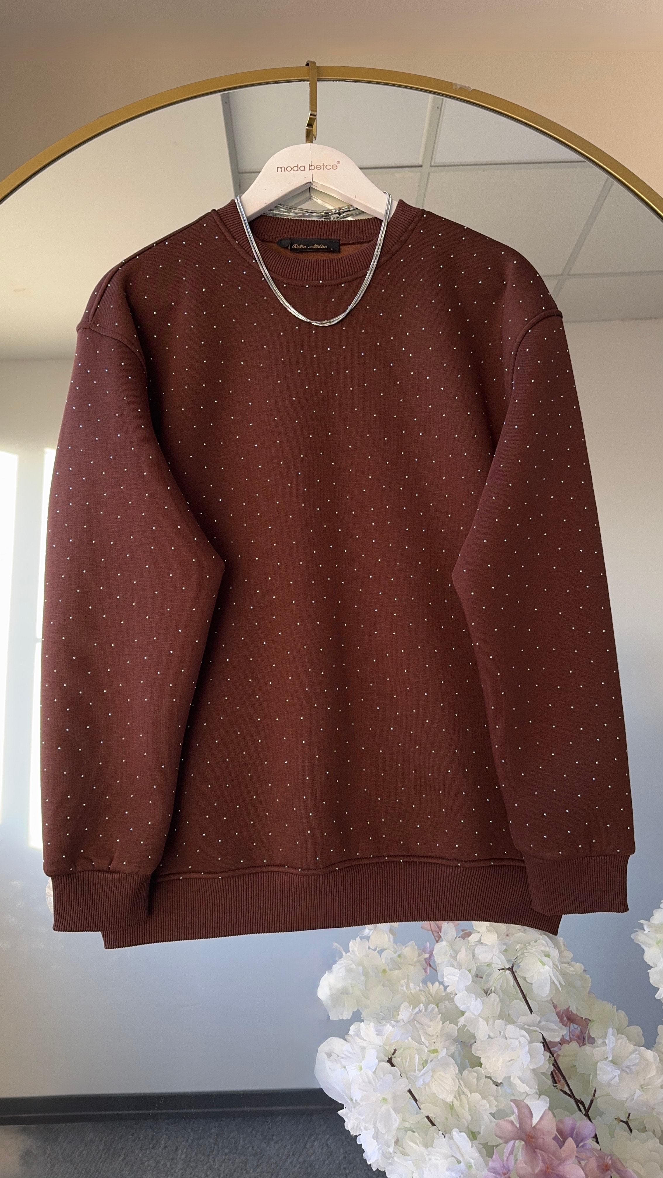 Diamond sweatshirt yeni kahverengi