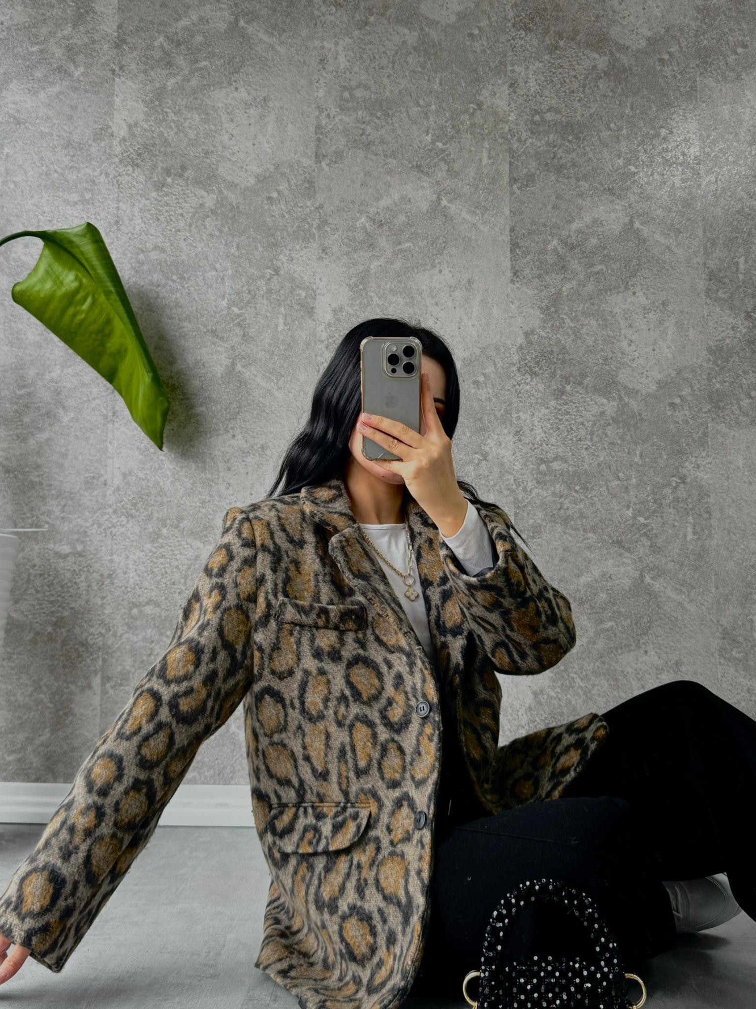 Leopar Kaşe Blazer Ceket