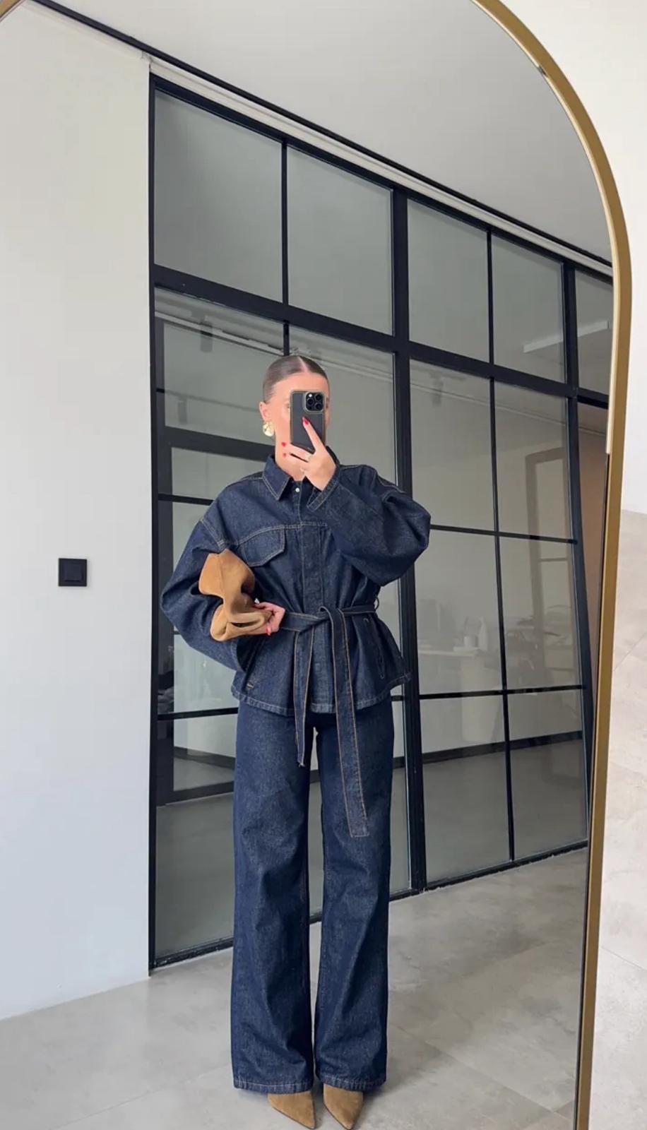 Denim takım bağcıklı