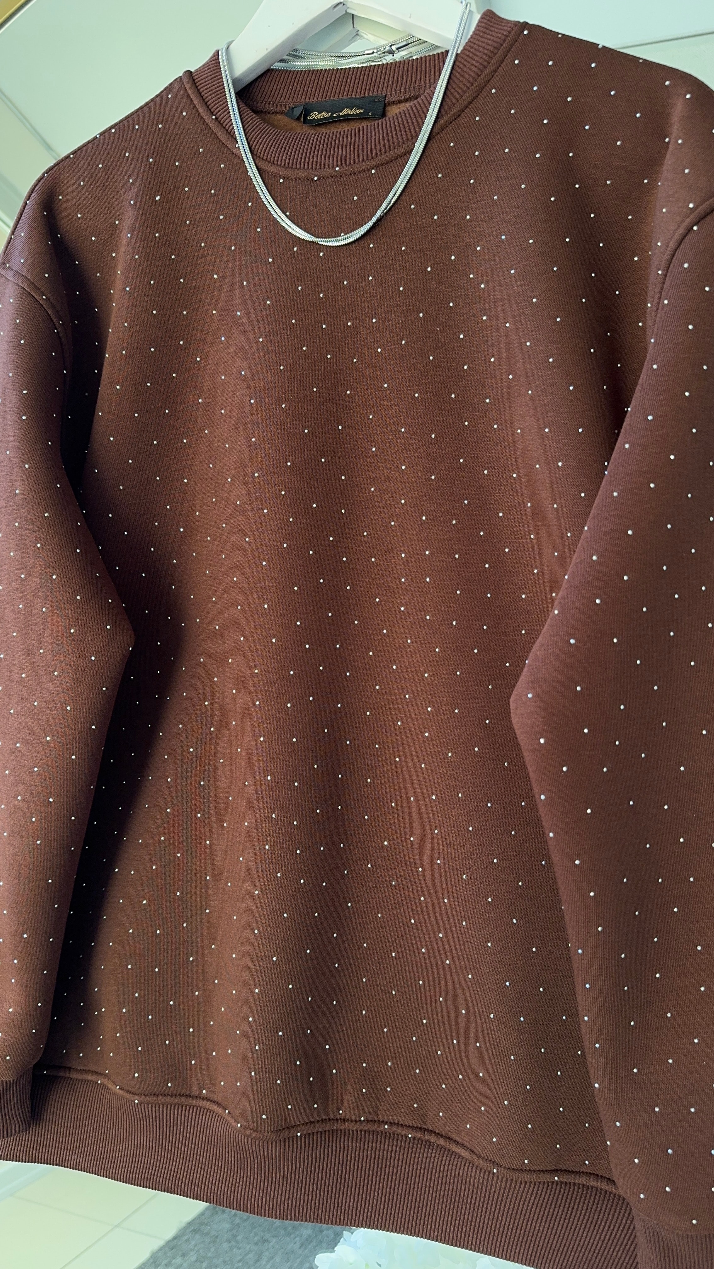 Diamond sweatshirt yeni kahverengi