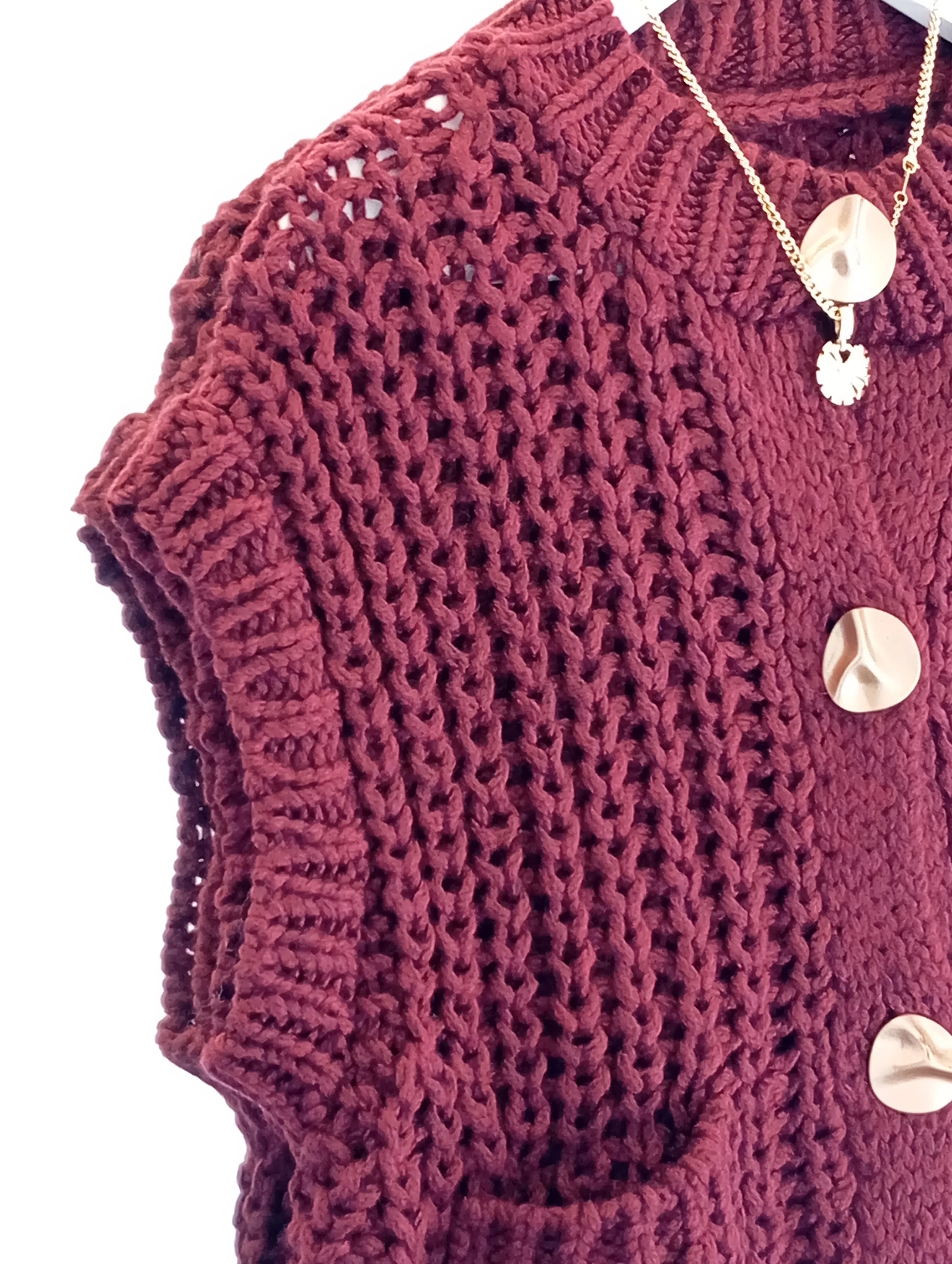 Yeni sezon örme Bordo yelek