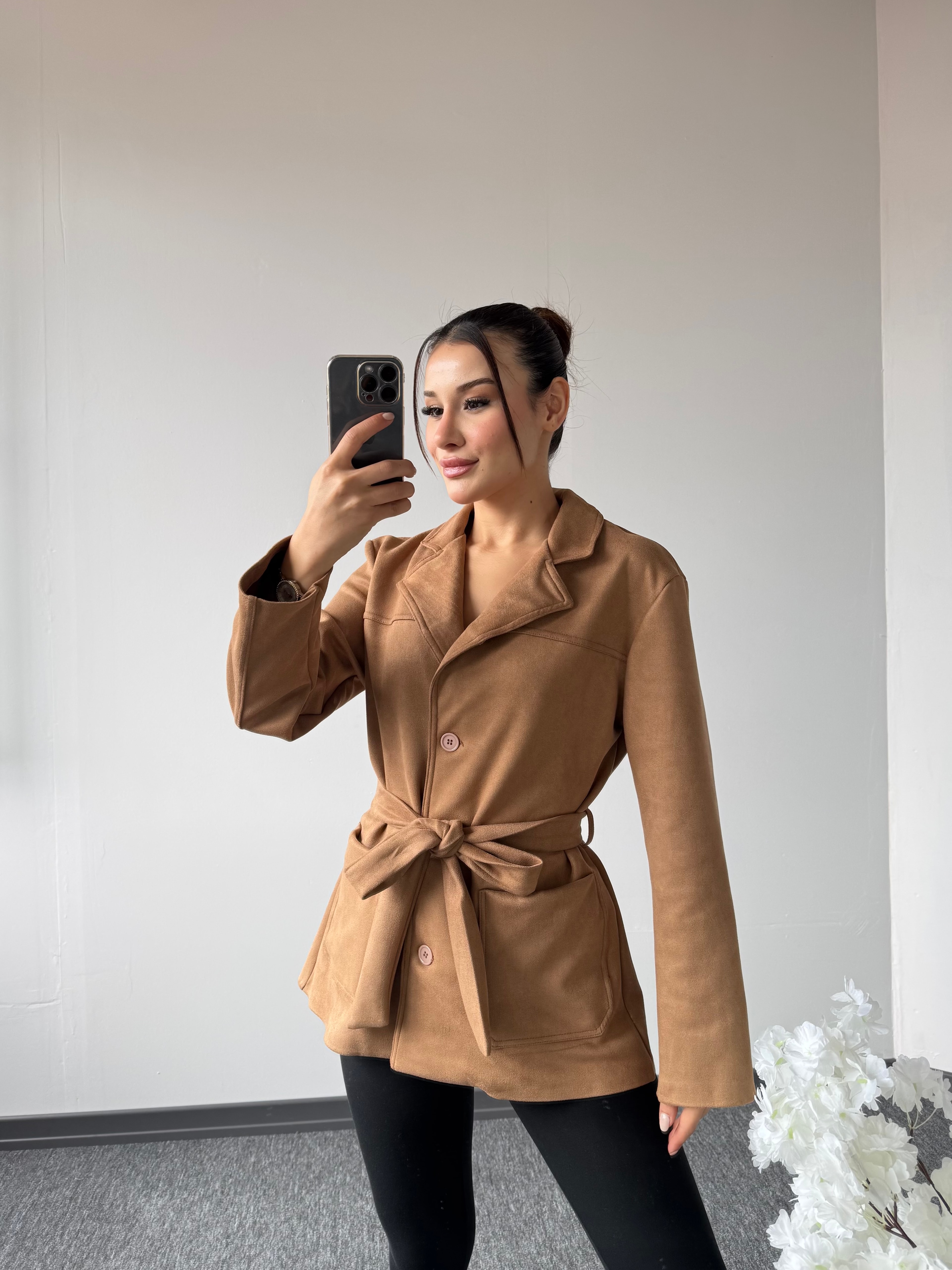 Süet Berry Spor Ceket Bej 