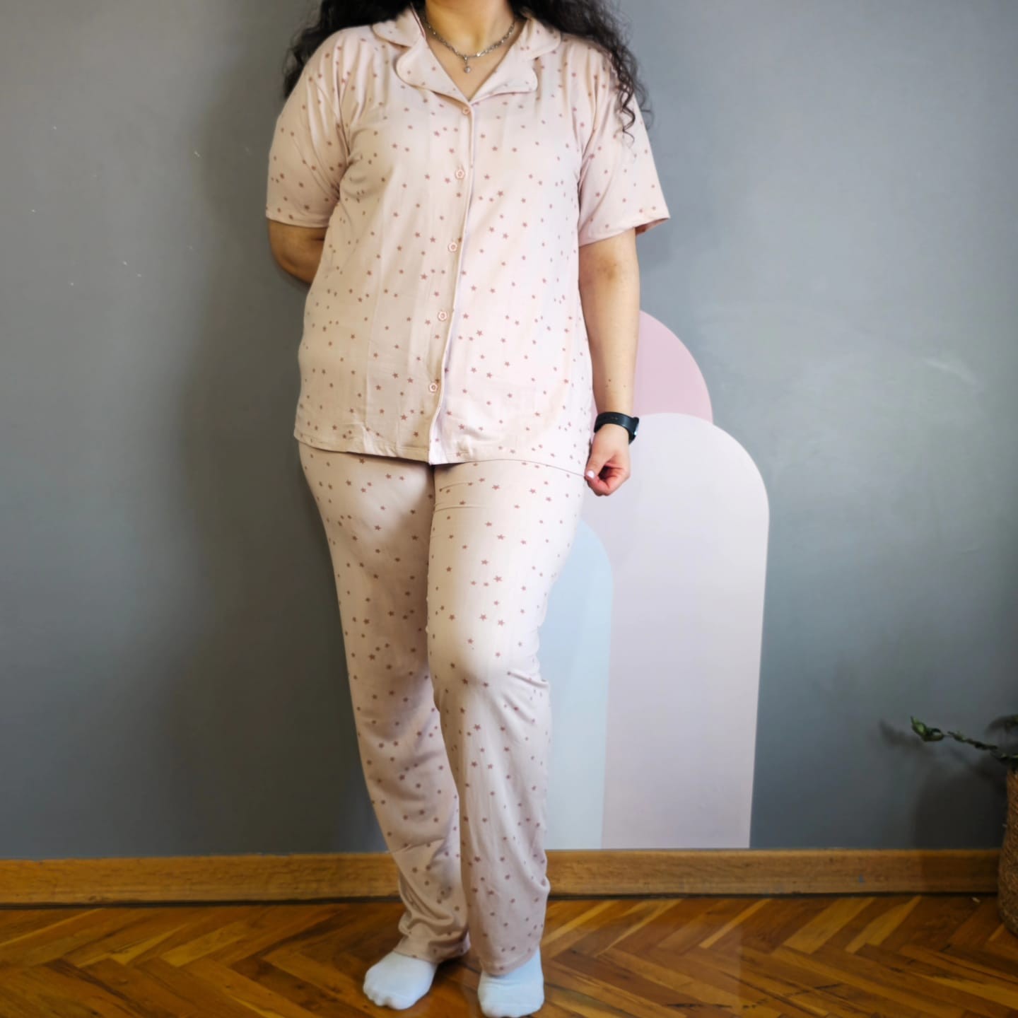 Bambu Somon Büyük Beden Kadın Pijama Takımı 