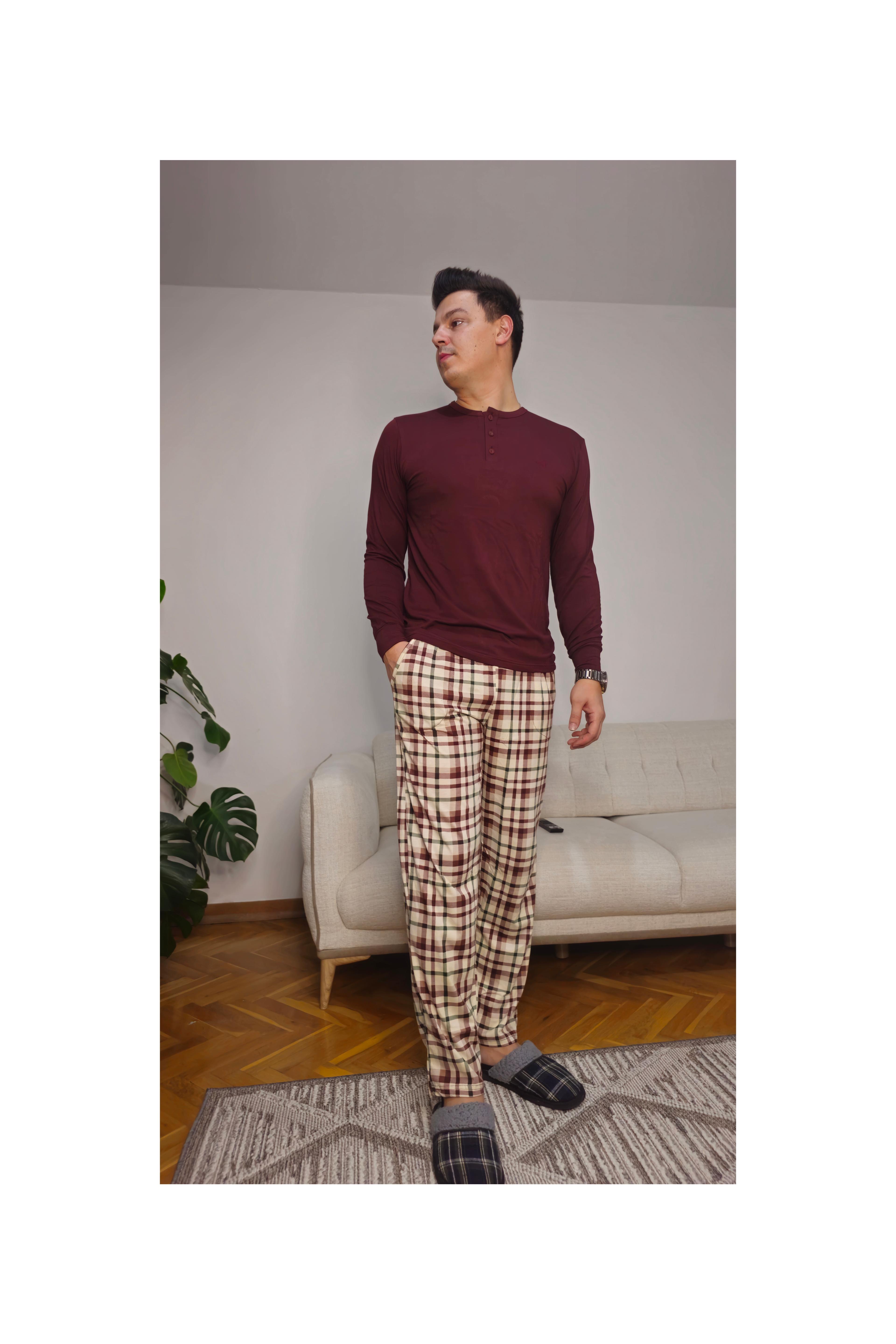 Modal Bordo Erkek Pijama Takımı